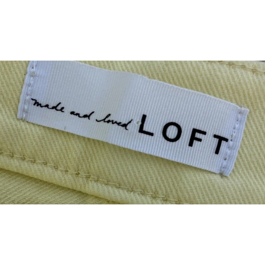 LOFT The Cut Off Short Yellow Denim High Rise 4" Inseam Cotton Stretch NWT Sz 27