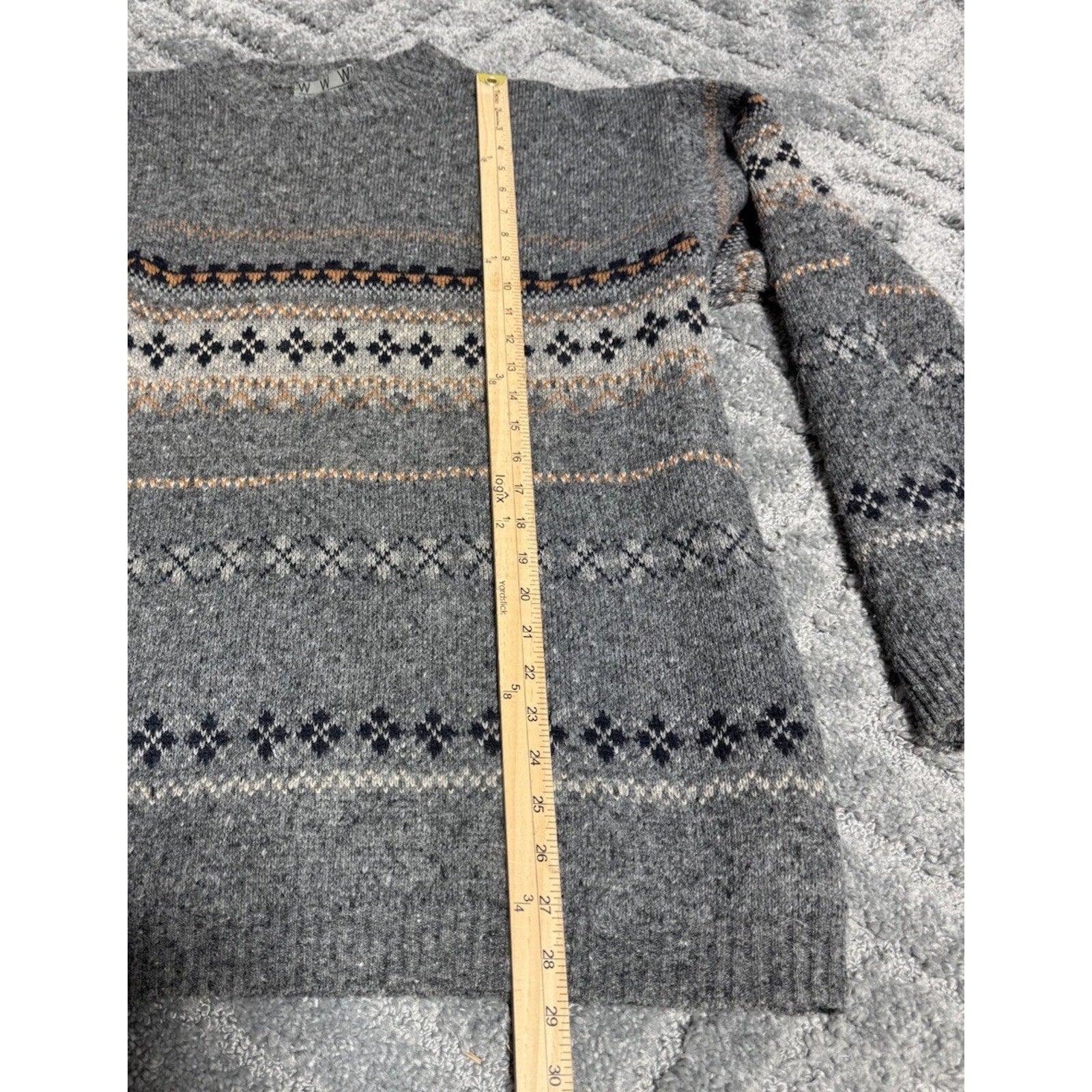 Vintage 90s Men’s Wool Wash Wear Sweater Wool Size L Gray Orange Black