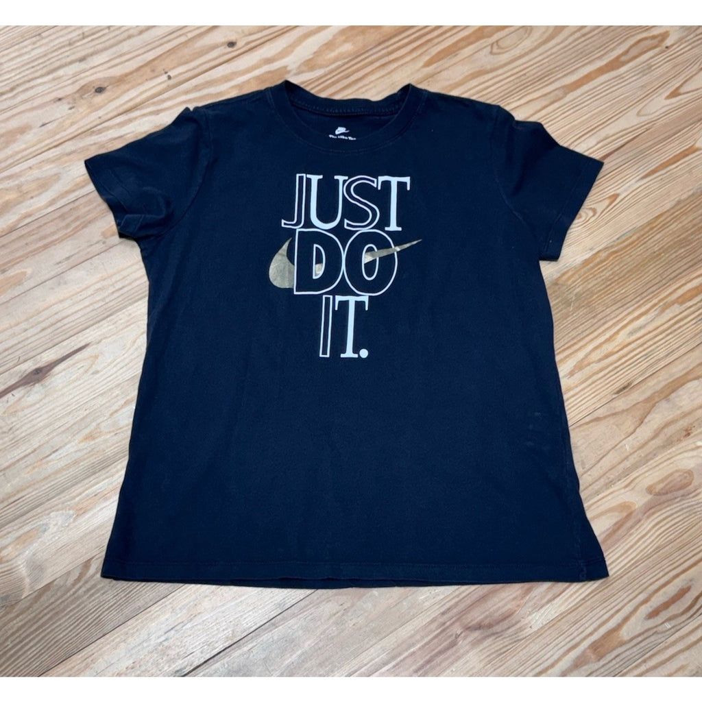 Nike Just Do It Black Cotton T-shirt Logo Youth Size Large