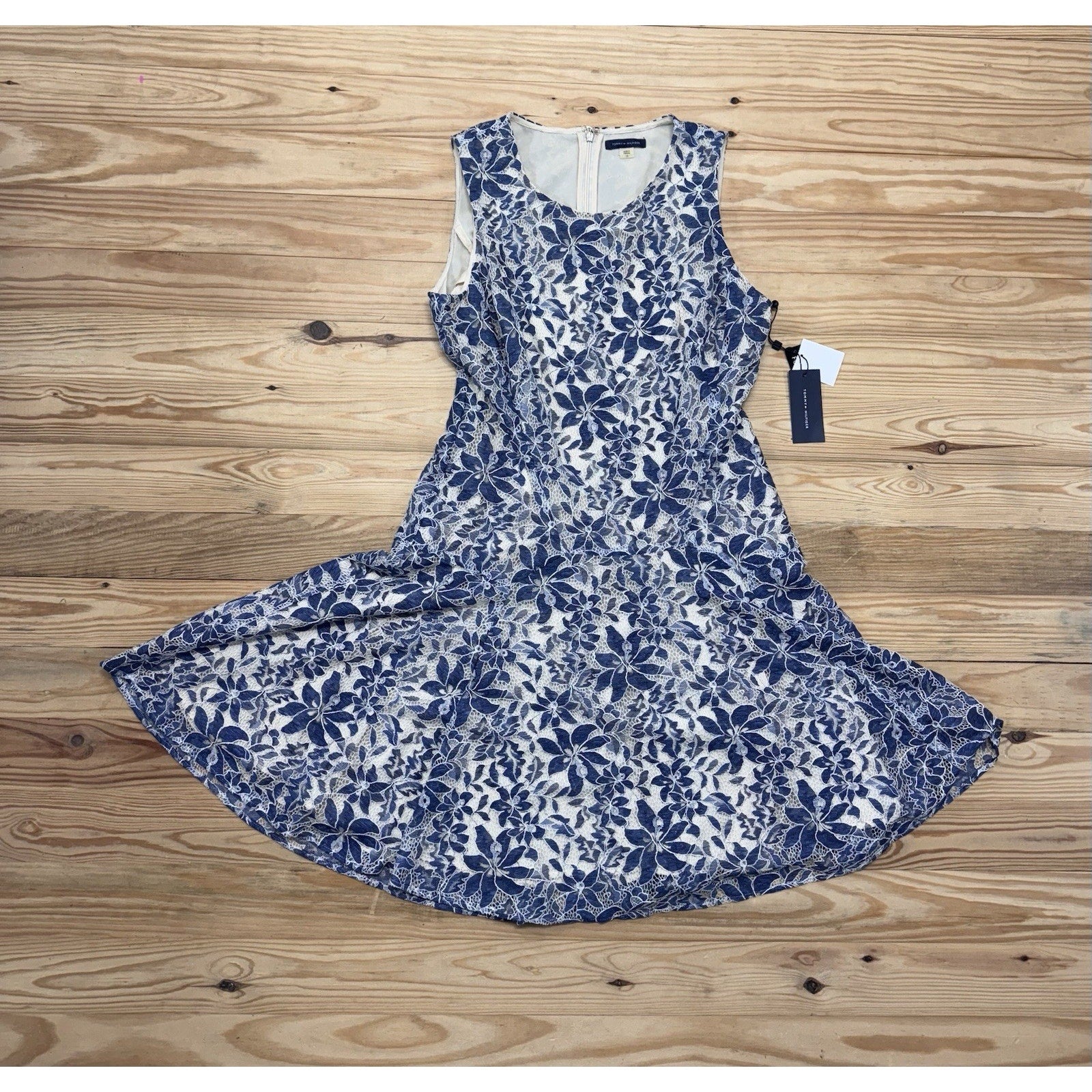 Tommy Hilfiger Blue Lace Fit and Flare Dress Women’s Size 12 New With Tags