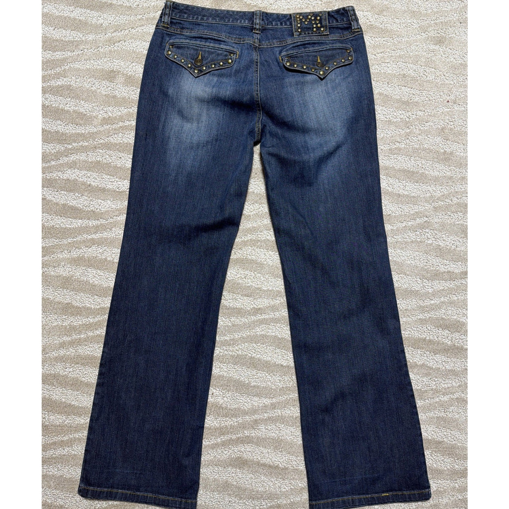 Michael Kors Y2K Studded Flap Pocket Denim Blue Jeans Bootcut Women’s 10 Stretch