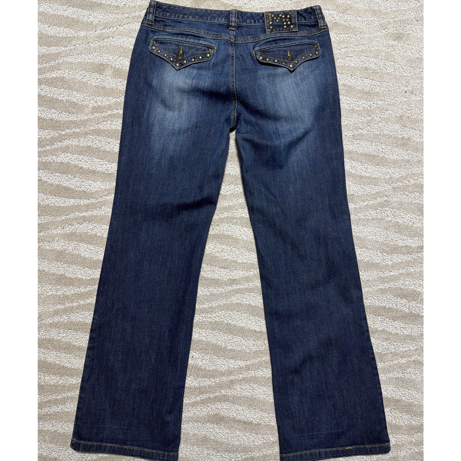 Michael Kors Y2K Studded Flap Pocket Denim Blue Jeans Bootcut Women’s 10 Stretch