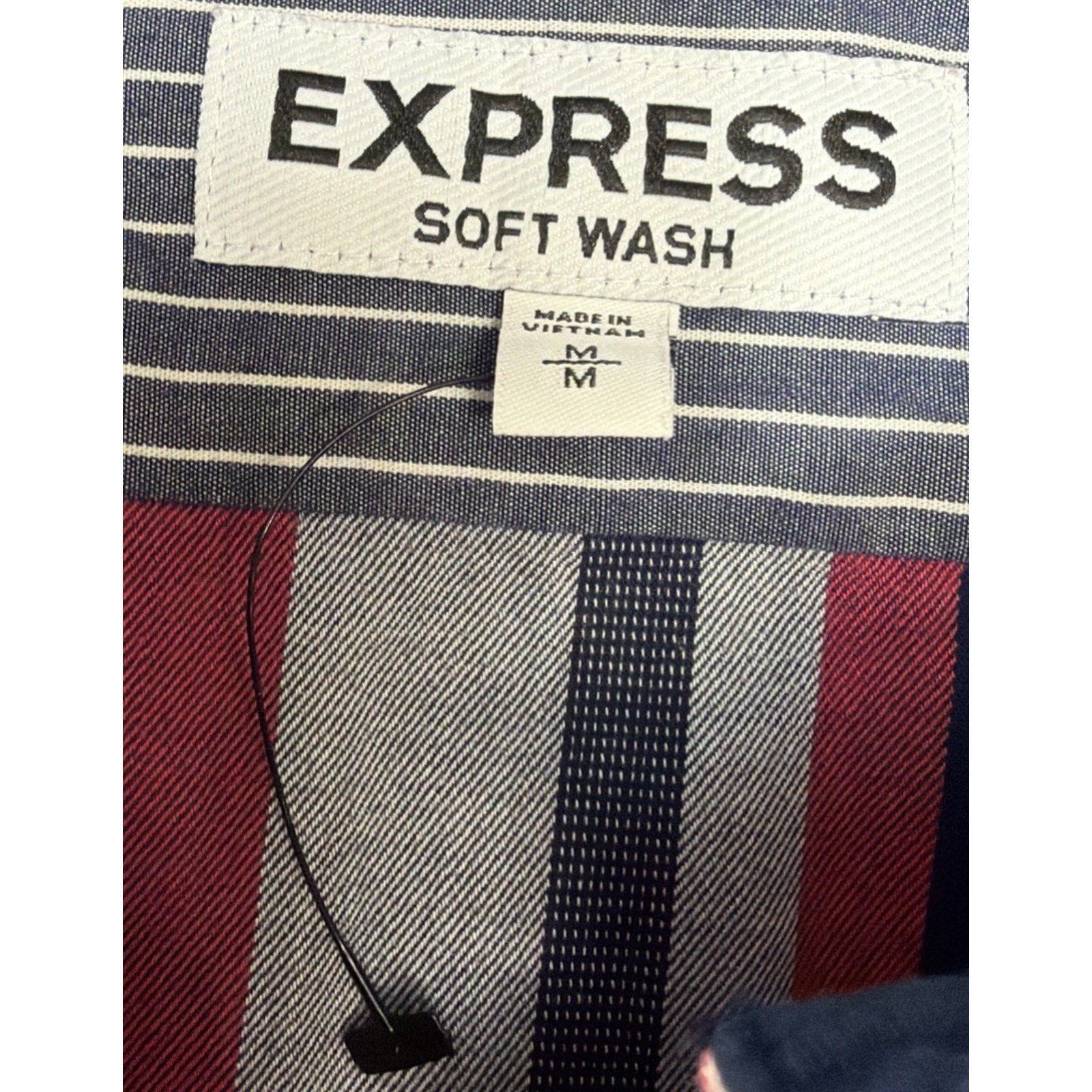 Express Soft Wash Shirt Men's M Pink Blue Plaid Collared Long Sleeve Button Down