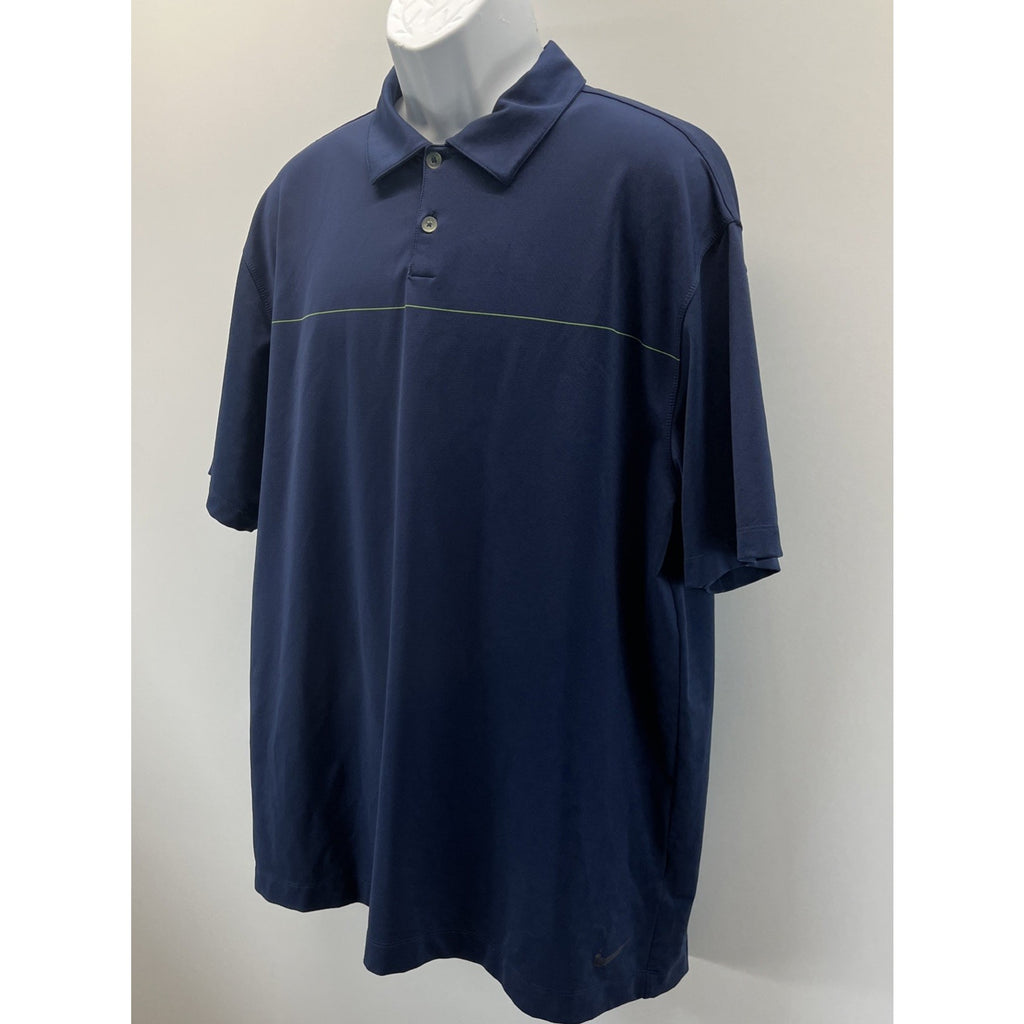 NIKE GOLF FITDRY POLO SHIRT POLY/SPANDEX BLEND NAVY & GREEN XL