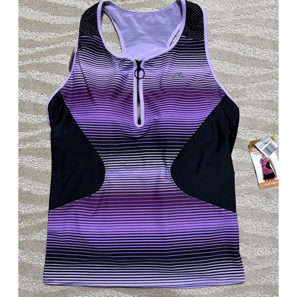 ZeroXposur Womens 2X Scuba Tankini Swimsuit Top Racerback Yoga Run Bike New