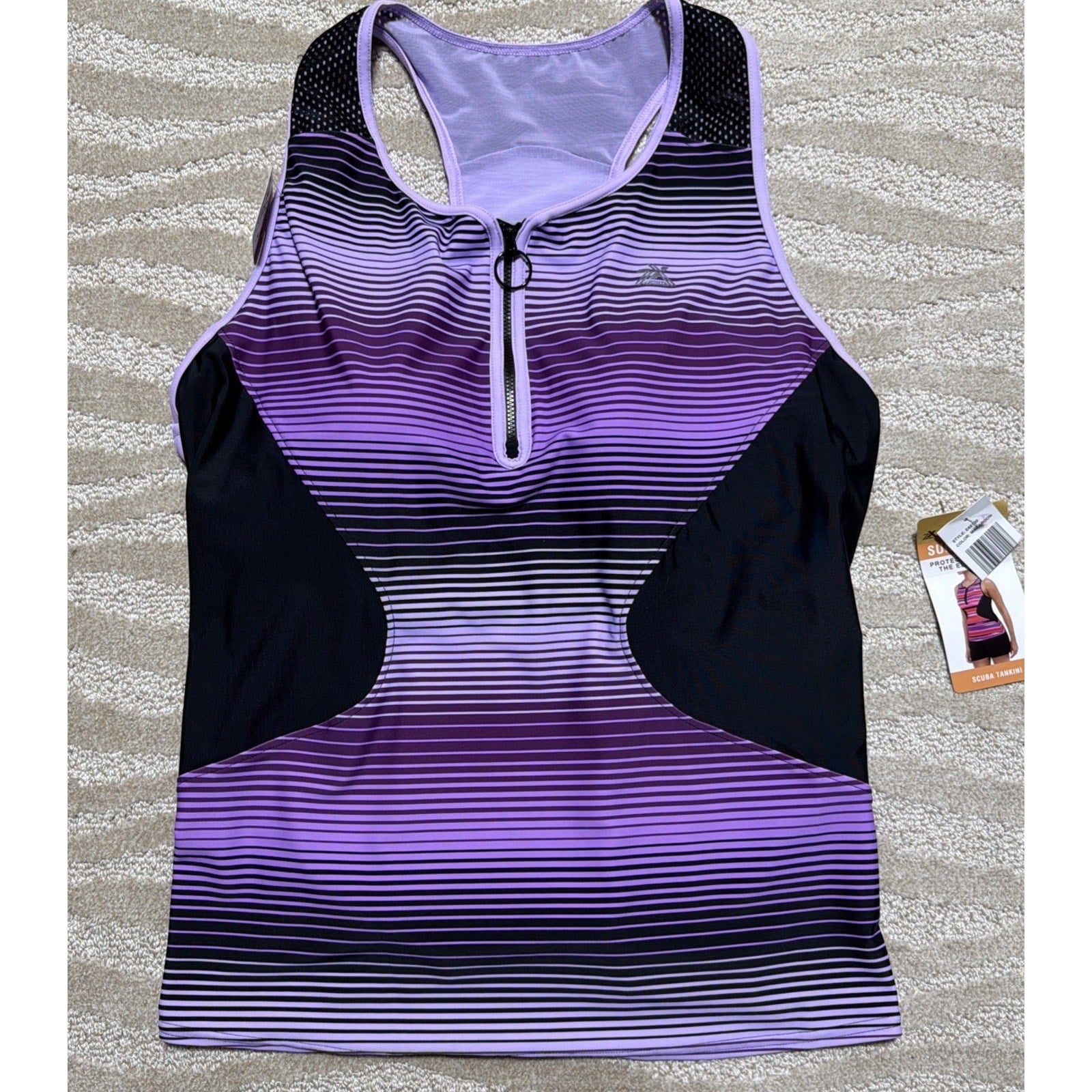 ZeroXposur Womens 2X Scuba Tankini Swimsuit Top Racerback Yoga Run Bike New