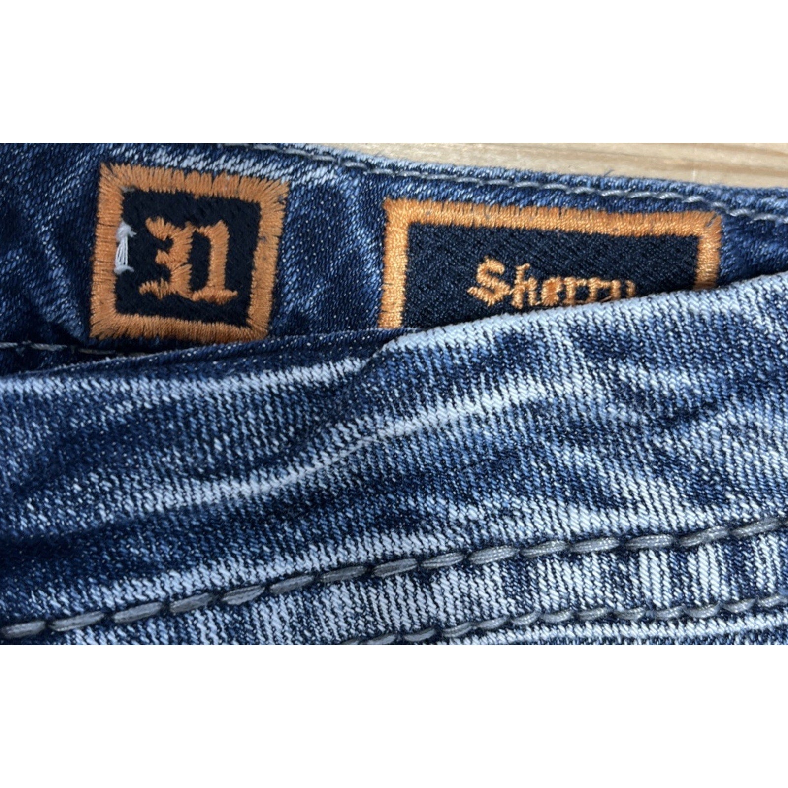 Rock Revival Jeans Women 31 Blue Sherry Easy Crop Embroidered Back Flap Jeweled