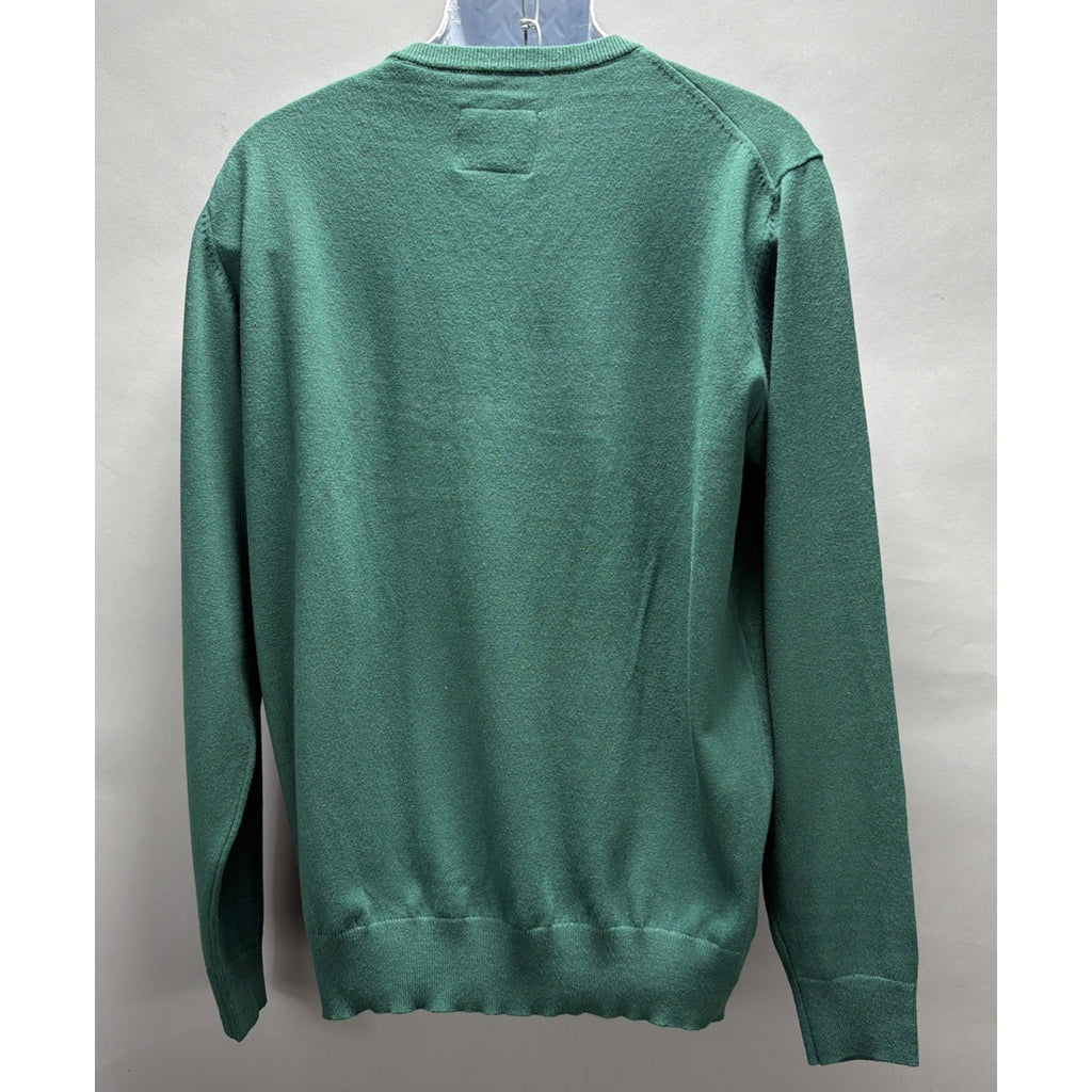St. John's Bay Shirt Men's Large Super Soft Green Knit V Neck Sweater NWT