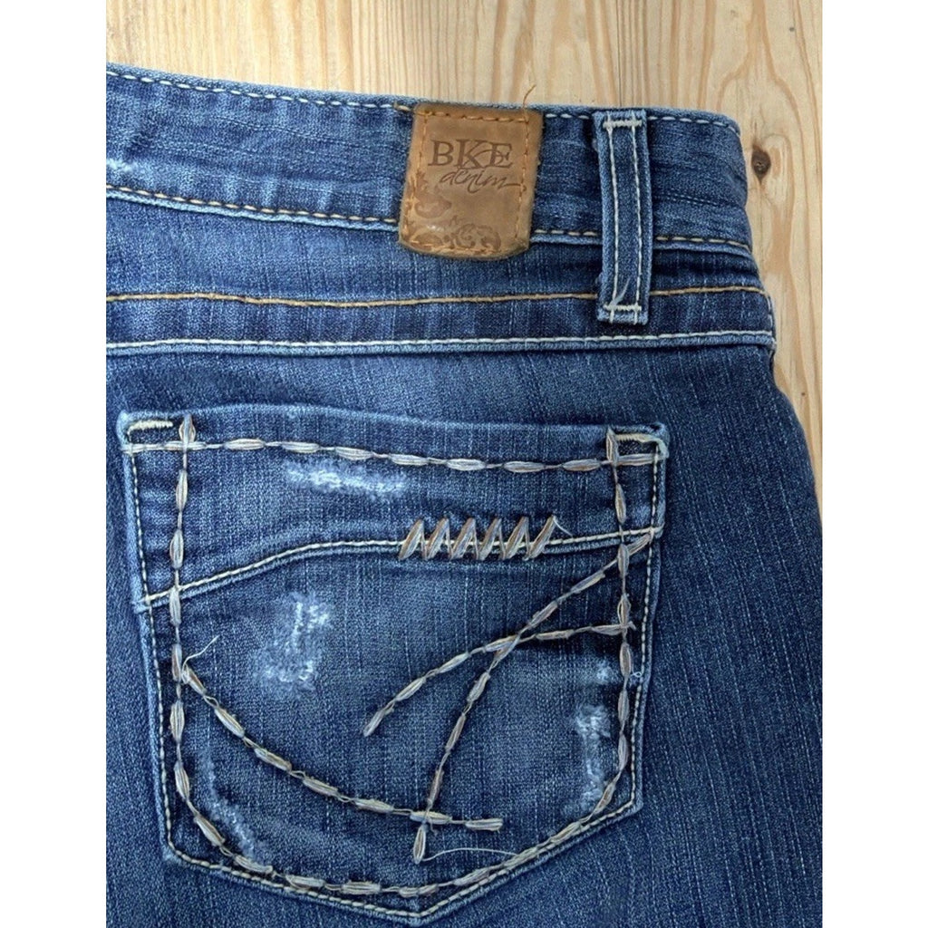 BKE Buckle Jeans Womens 30x19 Blue Kate Capri Stretch Mid Rise Distressed Denim