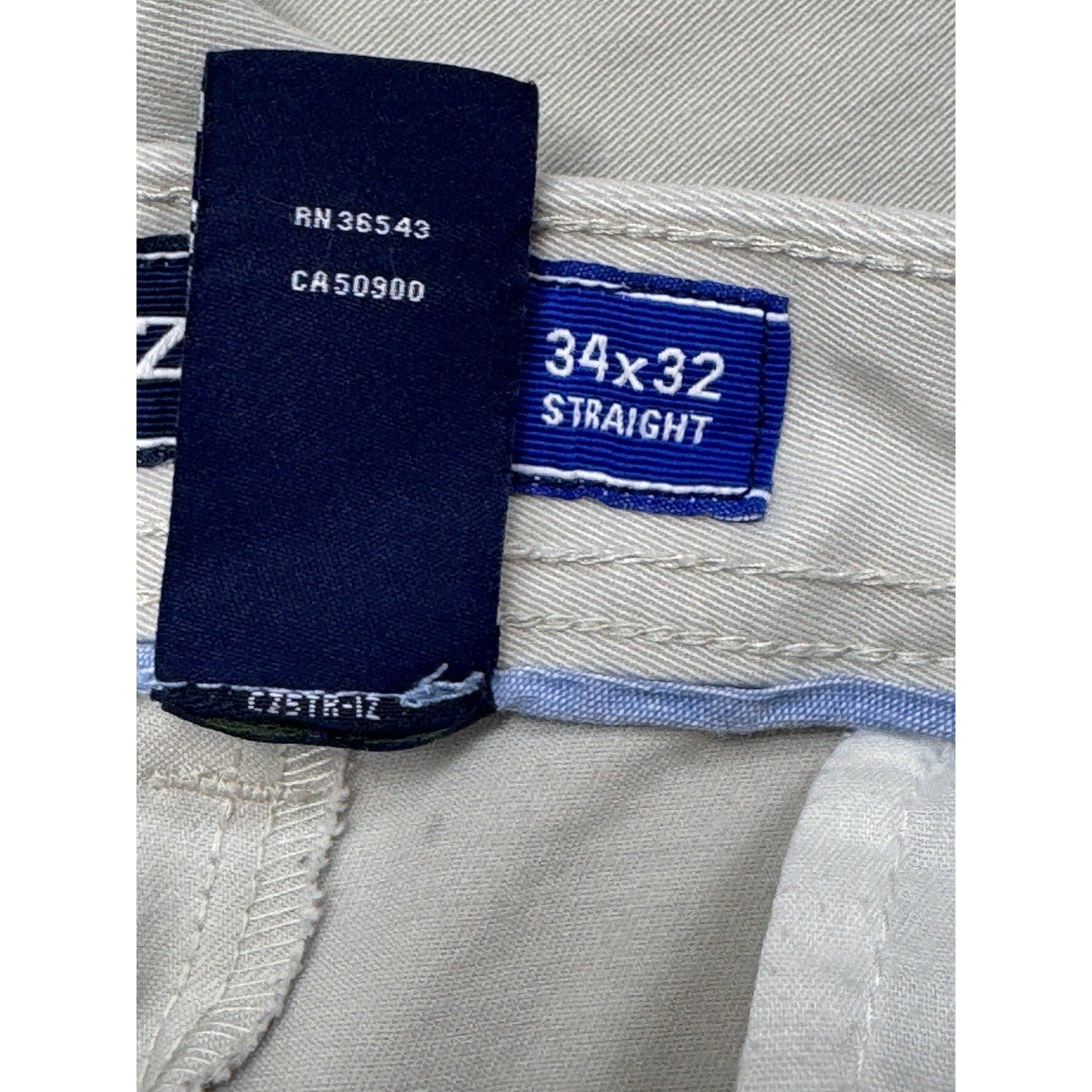 Izod Chino Beige Pants Straight Leg Stretch Casual Pockets Men’s Size 34X32