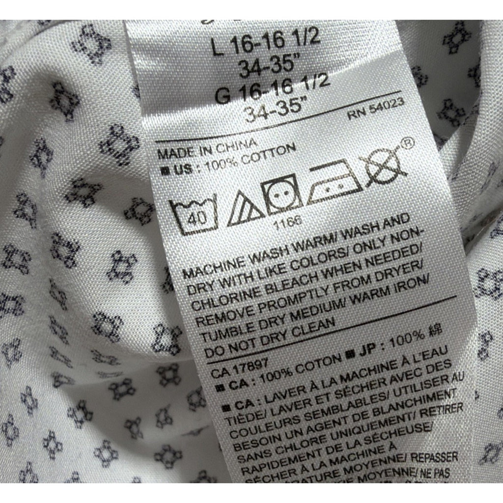 Banana Republic Standard-Fit Non-Iron Dress Shirt in White Blue Dot Size L NWOT