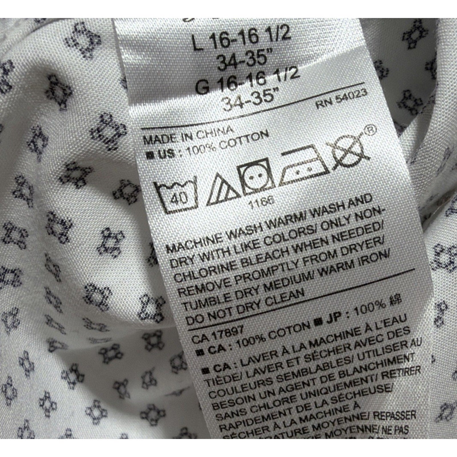 Banana Republic Standard-Fit Non-Iron Dress Shirt in White Blue Dot Size L NWOT