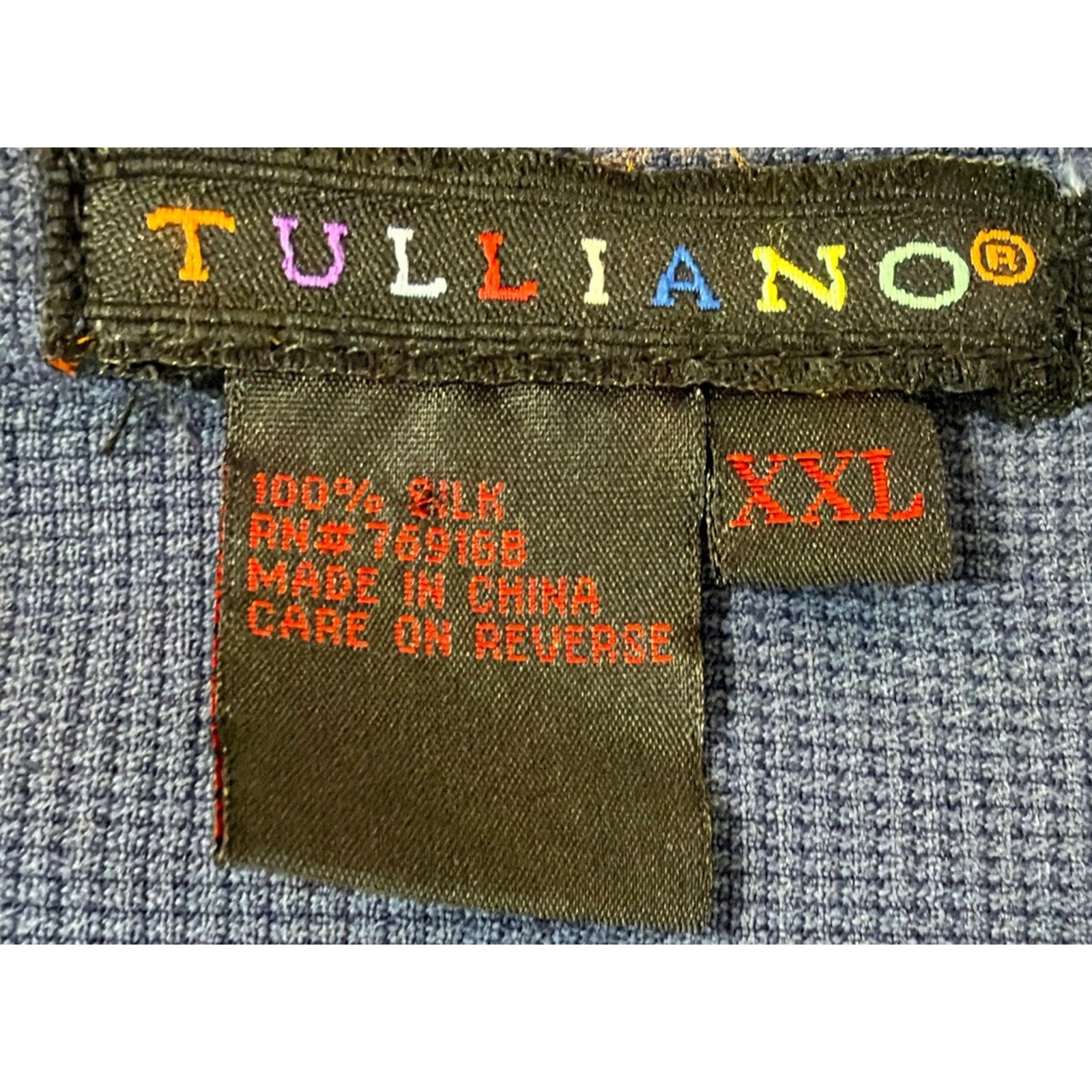 Tulliano Men’s XXXL Blue 100% Silk Camp Shirt NWT Luxury Resort Casual Button Up
