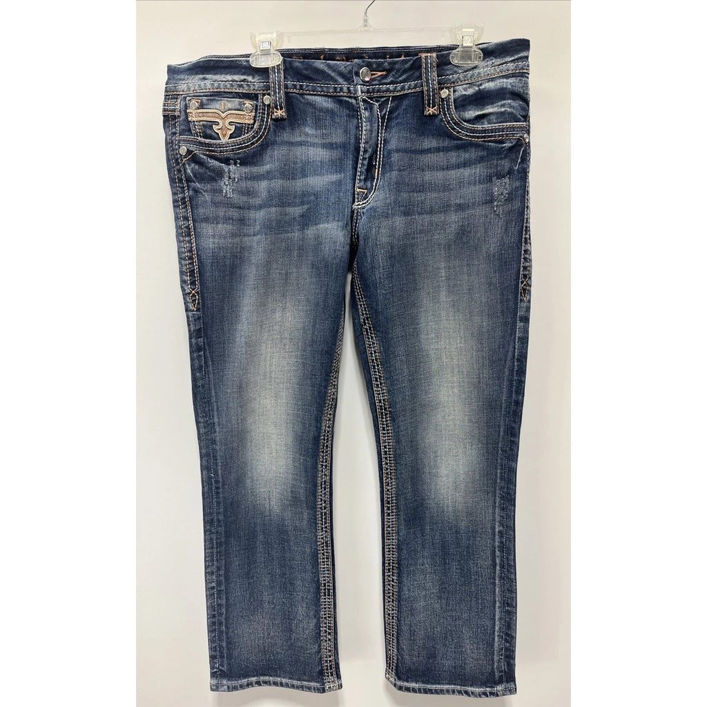 Rock Revival Ligeia Easy Crop Denim Jeans Size 32