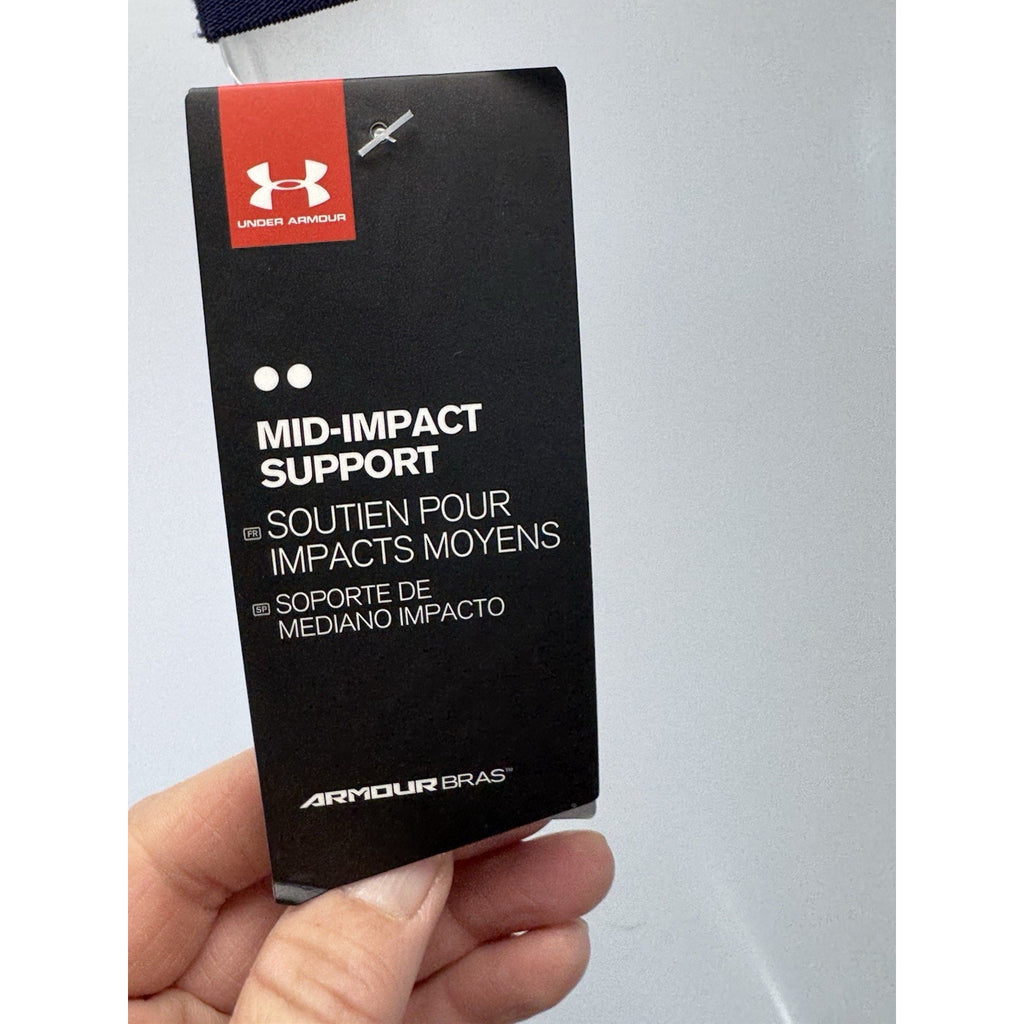 Under Armour Sports Bra Navy Blue Mid Impact Compression Racerback Women’s S NWT