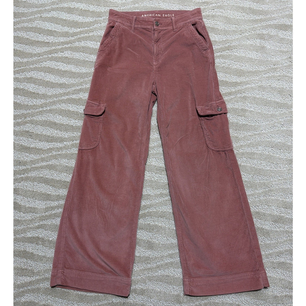 American Eagle Pants Women 0 Short Corduroy Baggy Wide Leg Super High Rise Cargo