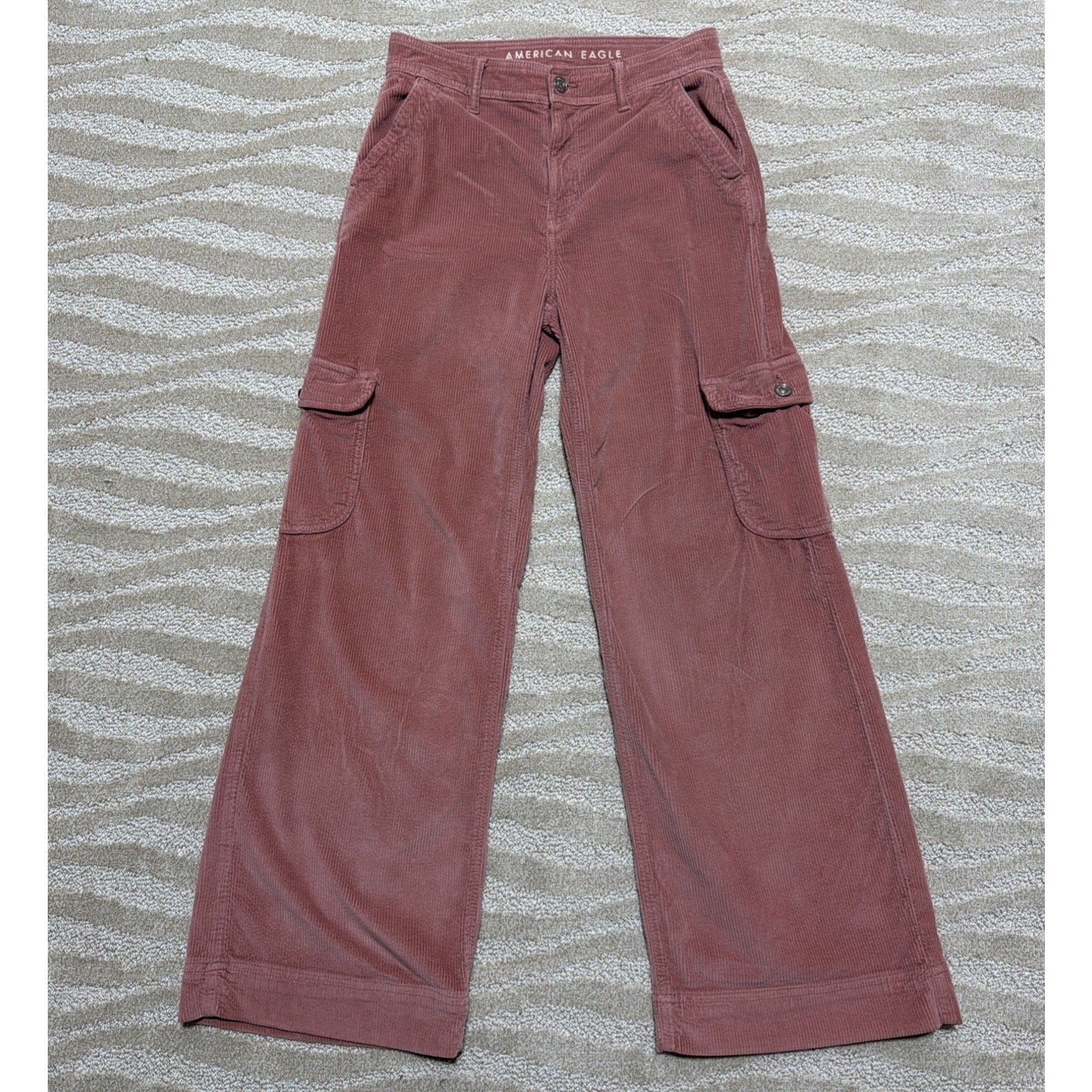American Eagle Pants Women 0 Short Corduroy Baggy Wide Leg Super High Rise Cargo