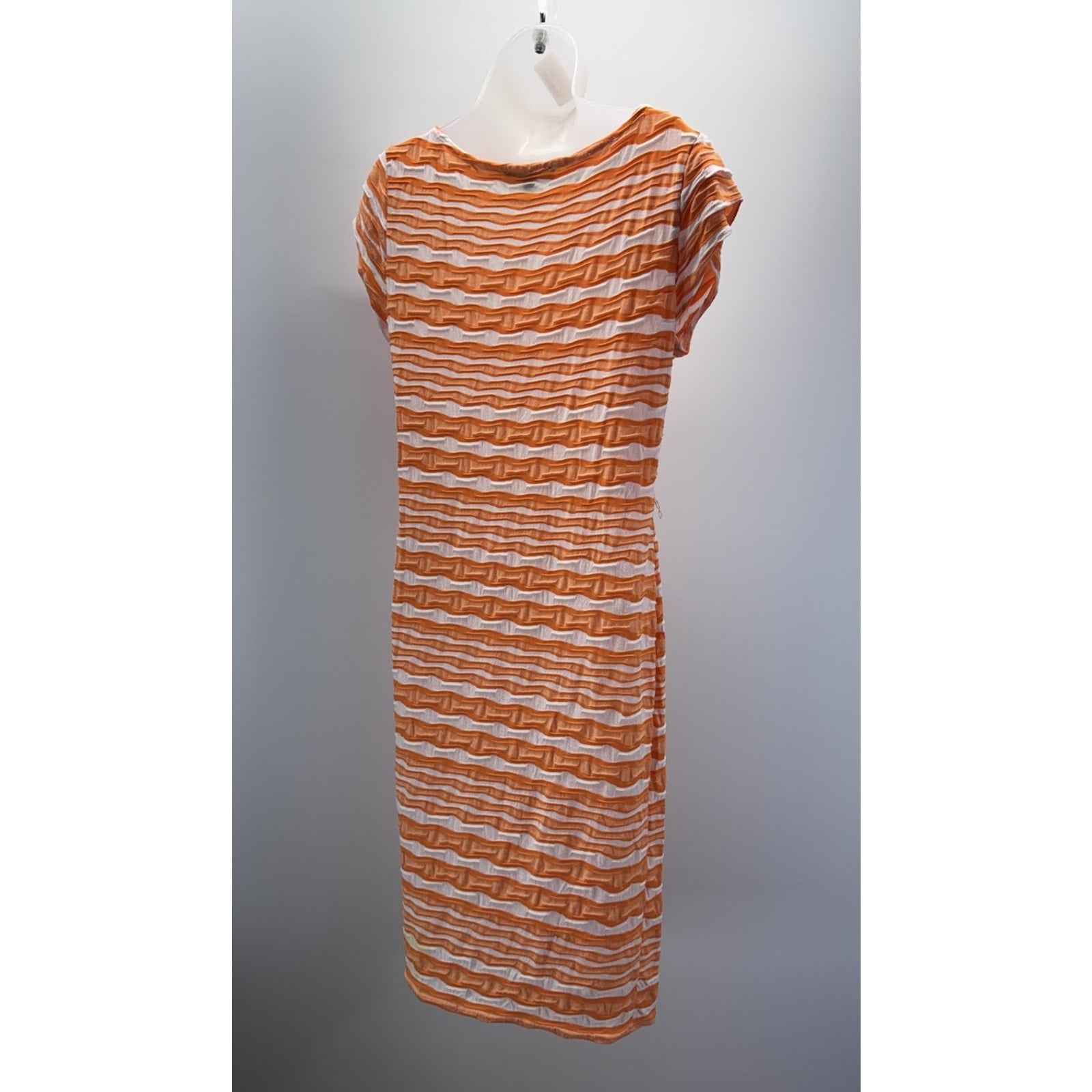 Sharagano Womens White & Pink Rayon Round Neck Short Sleeve Knee Length Dress 8P