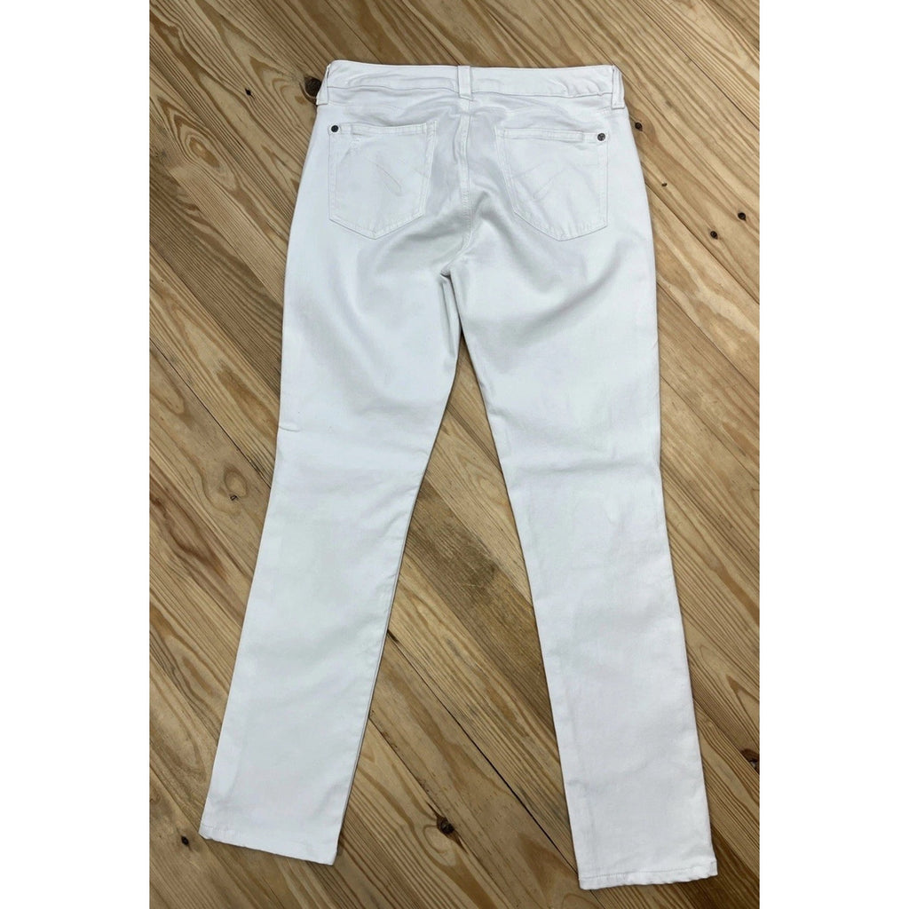 Women's Miracle Body White Distressed Straight Leg Jeans Size 10 Cotton Blend