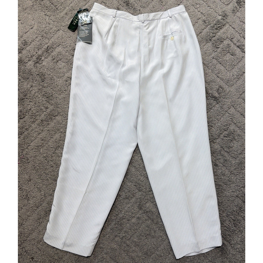 RALPH LAUREN WOMENS 100% SILK PANTS BLUE WHITE STRIPE, LINED PLUS SZ 16W NWT