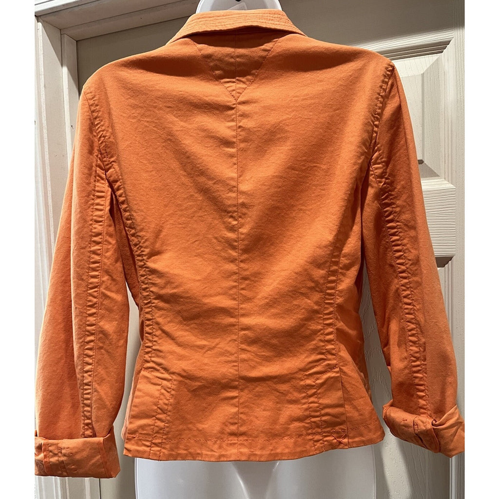 Tommy HIlfiger Jacket Women's Size 10 Orange Denim Pocket 100% Cotton VTG Y2K