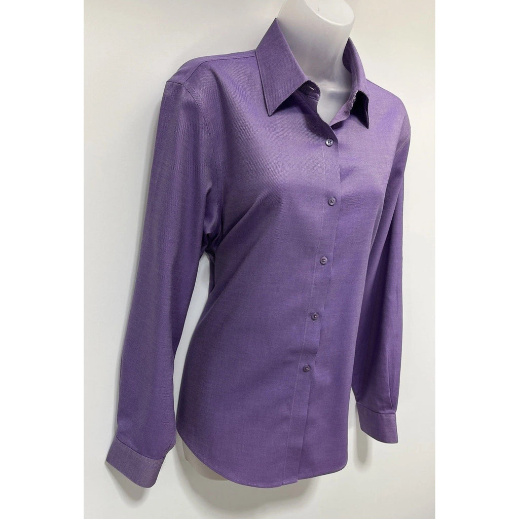 Talbots Wrinkle Resistant Purple LS Button Blouse Women’s Size 12