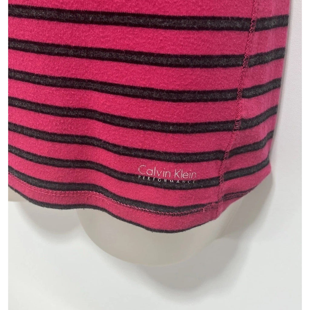 Calvin Klein Performance Women's Quick Dry Pink & Black Striped Top Medium