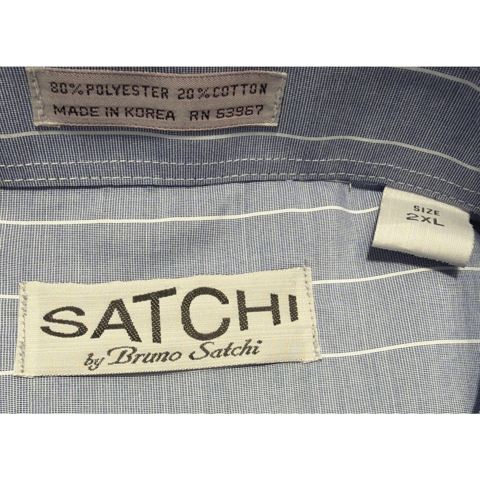 SATCHI Bruno Satchi Men's Striped Short Sleeve Dress Shirt Size 2XL New