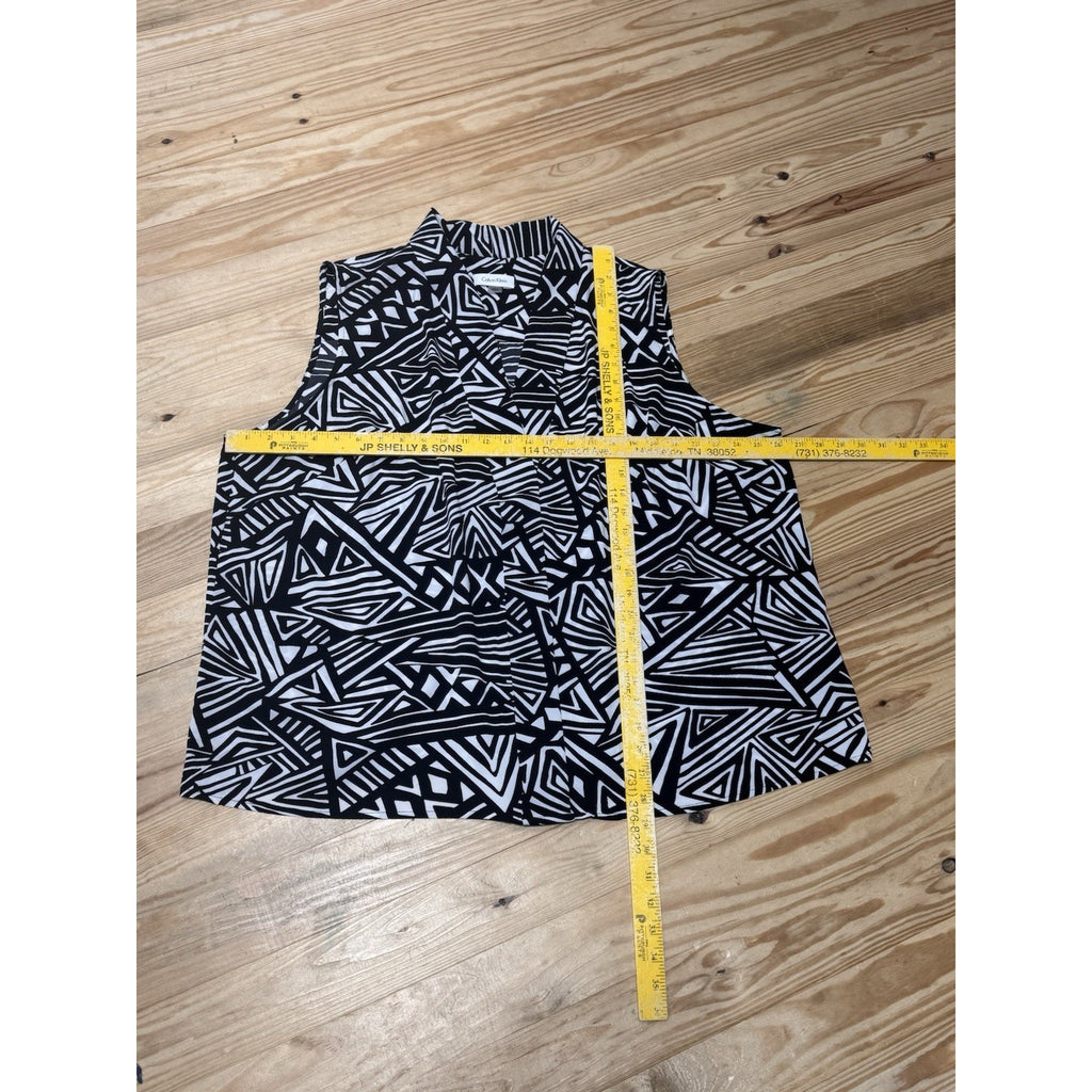 Calvin Klein Black Tan Sleeveless V Neck Top Women’s Plus Size 3X