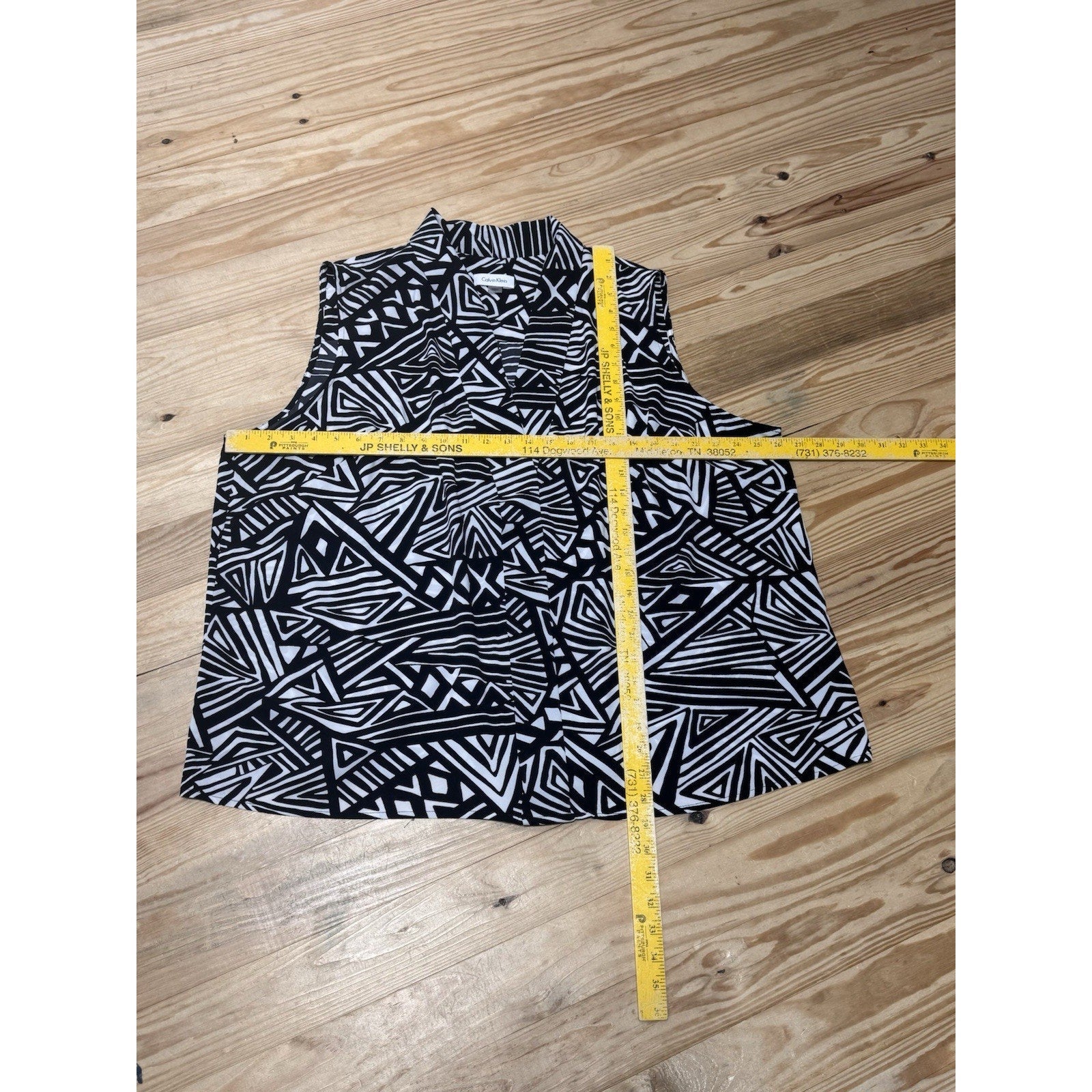 Calvin Klein Black Tan Sleeveless V Neck Top Women’s Plus Size 3X