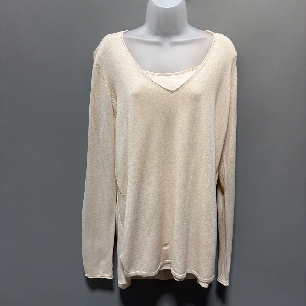The Limited Cream Lightweight V Neck Sweater Built In Tank Womans Size Large NWT