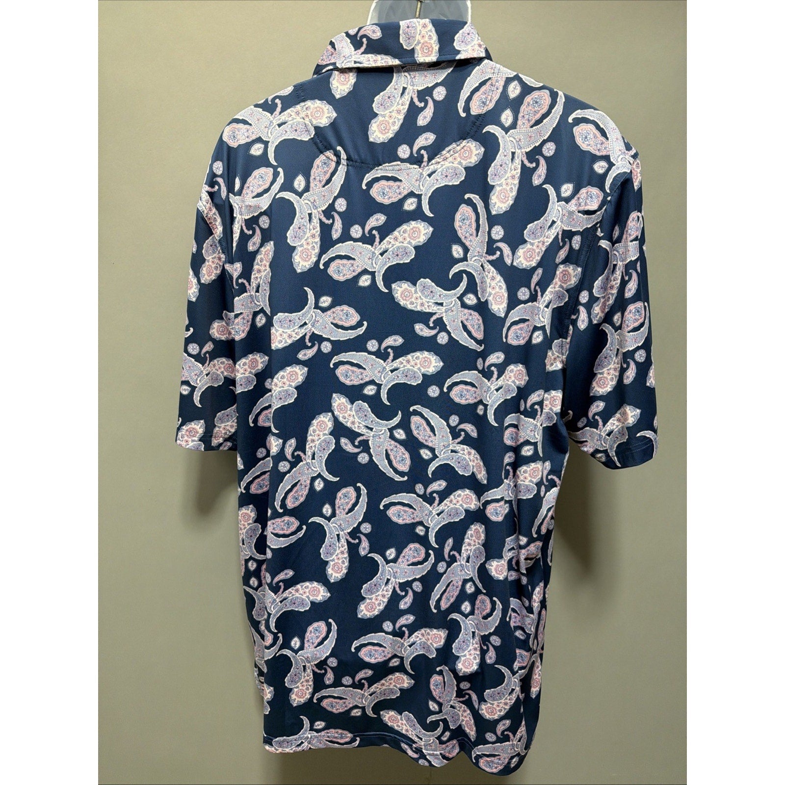 Divots Golf Polo Men XL Performance Dry Paisley Shirt Wicking Blue