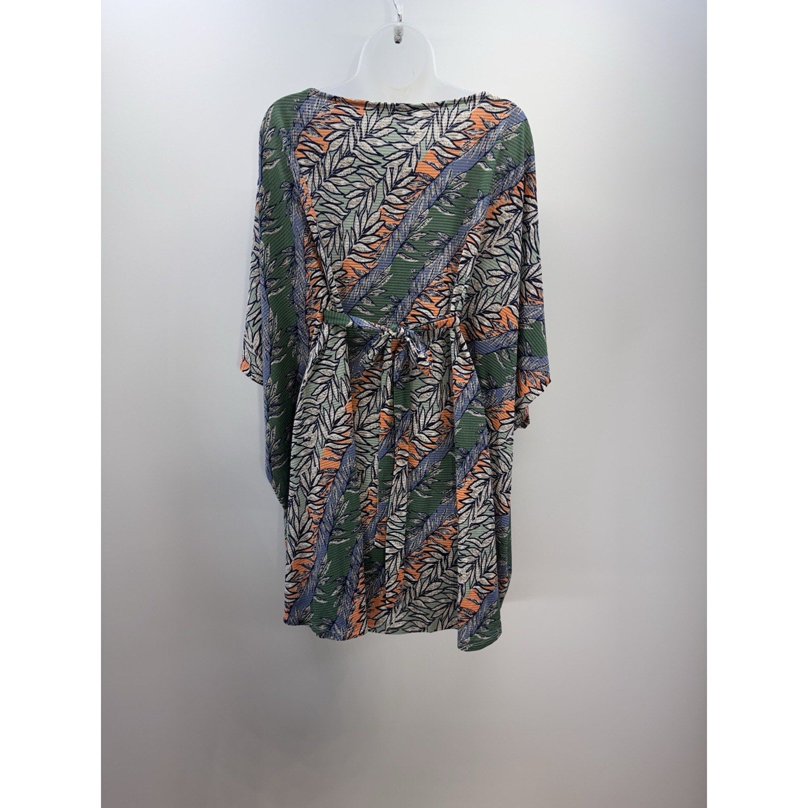Easel Short Sleeve Green Tropical Floral Kimono Dress Women’s Size Medium