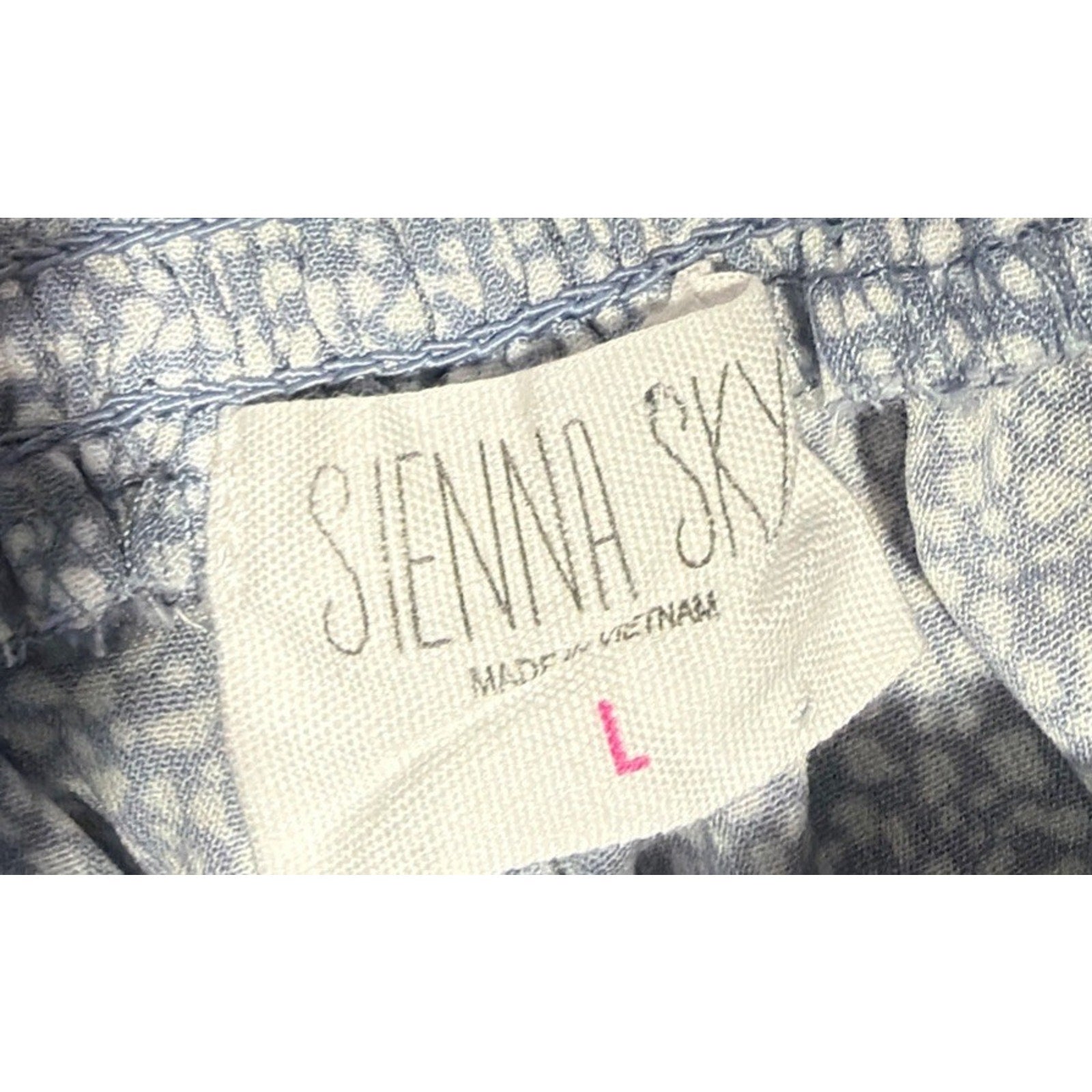 SIENNA SKY Women's Size Large print Blue Pull On Flowy High Rise Wide Leg Pants