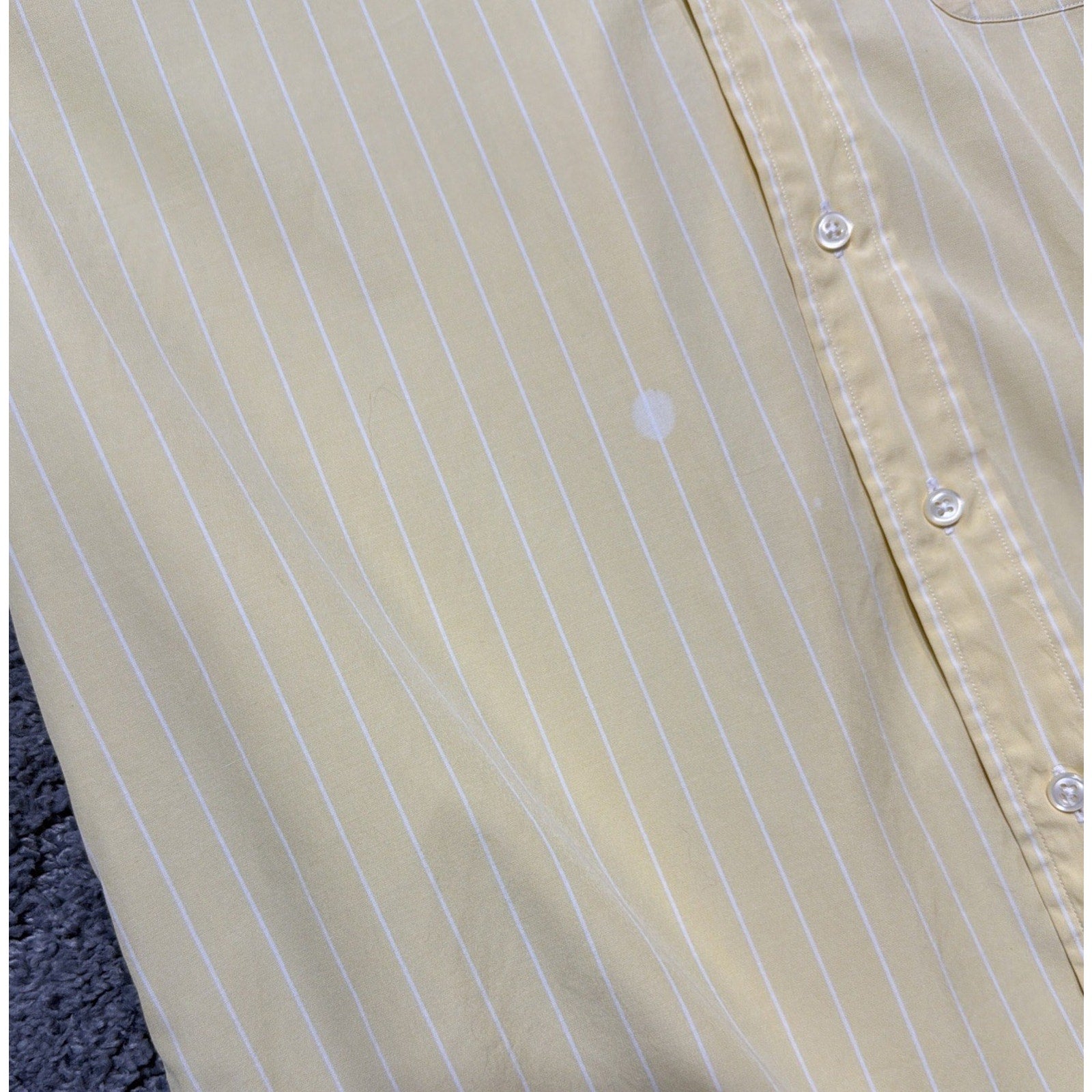 Vtg Polo RALPH LAUREN Shirt Classic Fit Yellow Stripe Size M Hong Kong Flaw