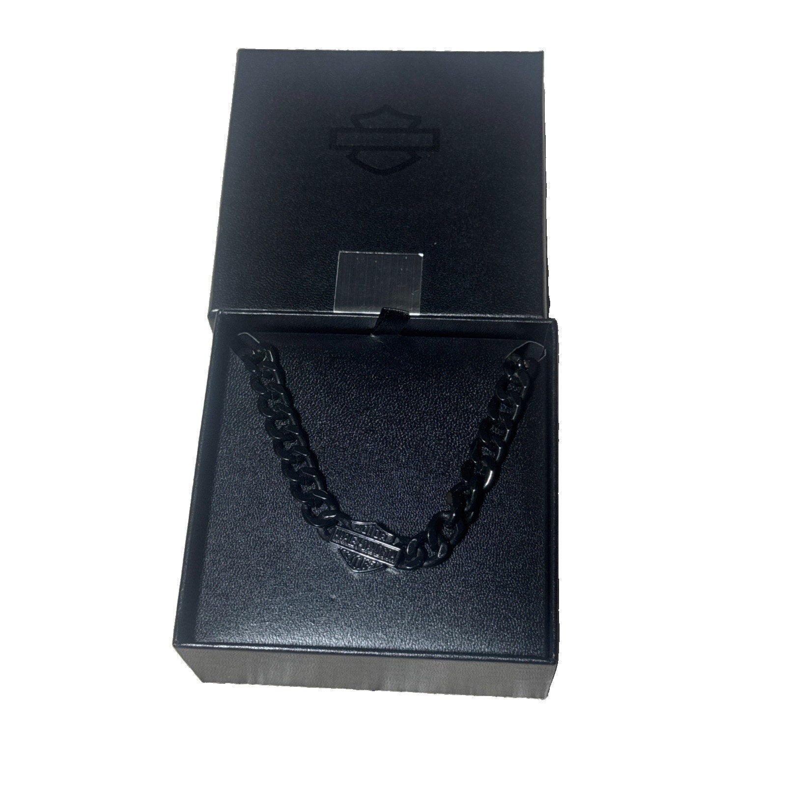 Harley-Davidson 24” Matte Black Bar & Shield Curb Link Chain Necklace 34N00163