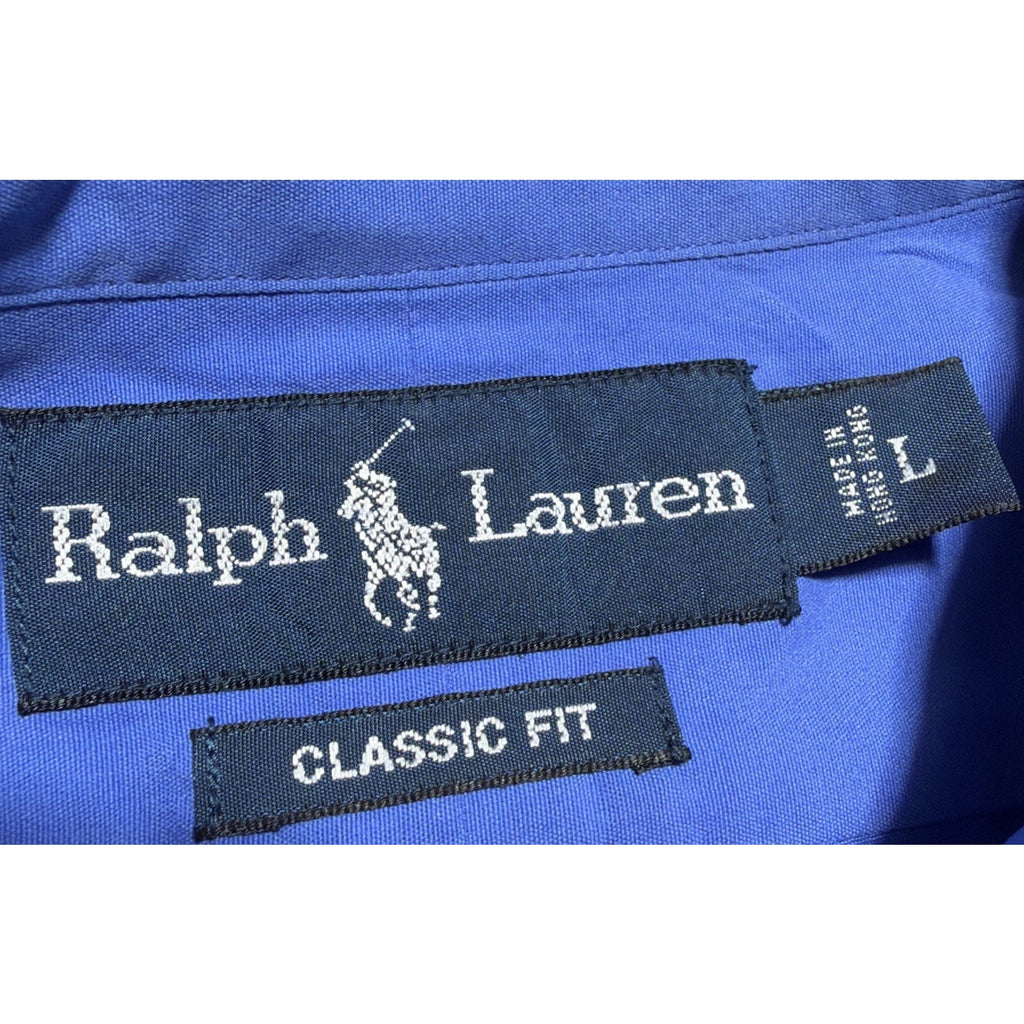 Vintage 1990s Polo Ralph Lauren Shortsleeve Button Up Men’s L Blue Hong Kong
