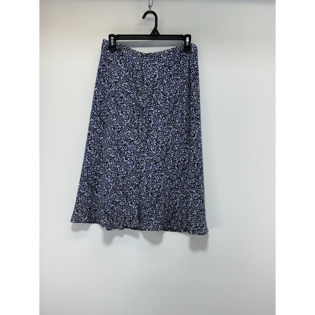 Harold's Blue Black White Floral Print A-line, Lined Skirt Women’s Size 6