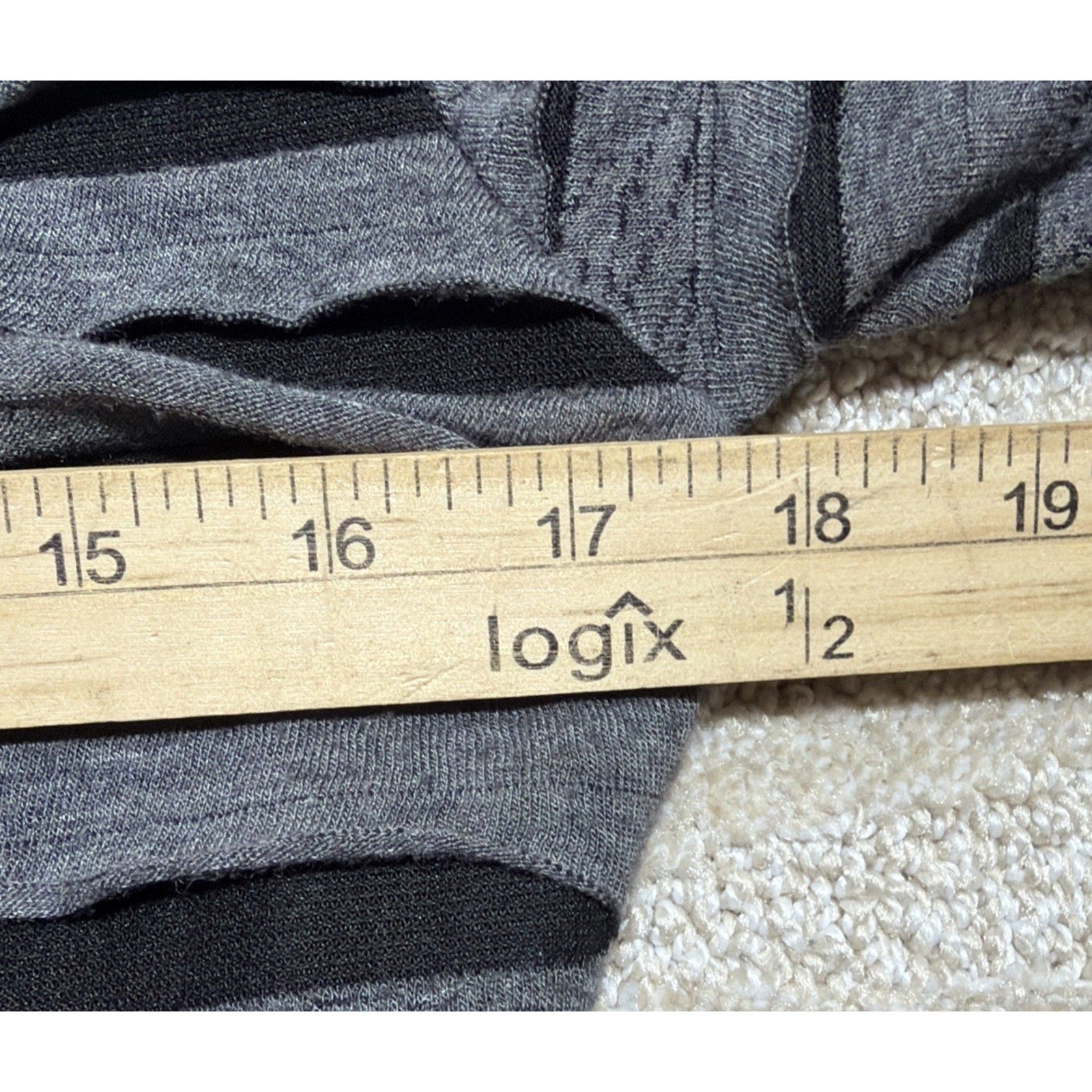 Sophie Max Studio M Gray Distressed Tier Stretch Jersey Sheath Dress $118 NWT