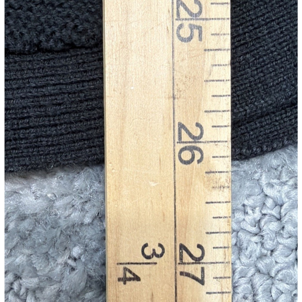 Talbots Waffle Knit Sweater Womens Medium Petite Black VNeck Minimalist