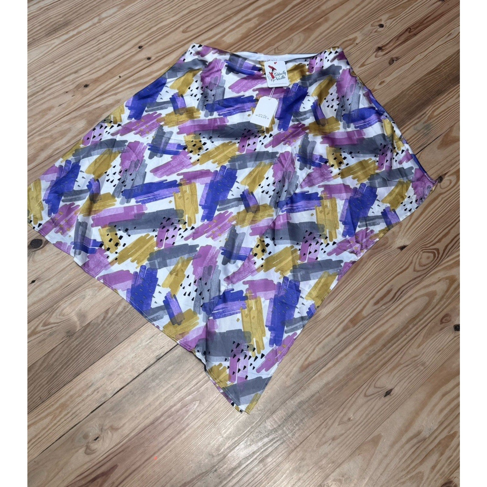 Perfectly Priscilla Abstract Print Dress Multicolor Off One Shoulder Dress 2/4