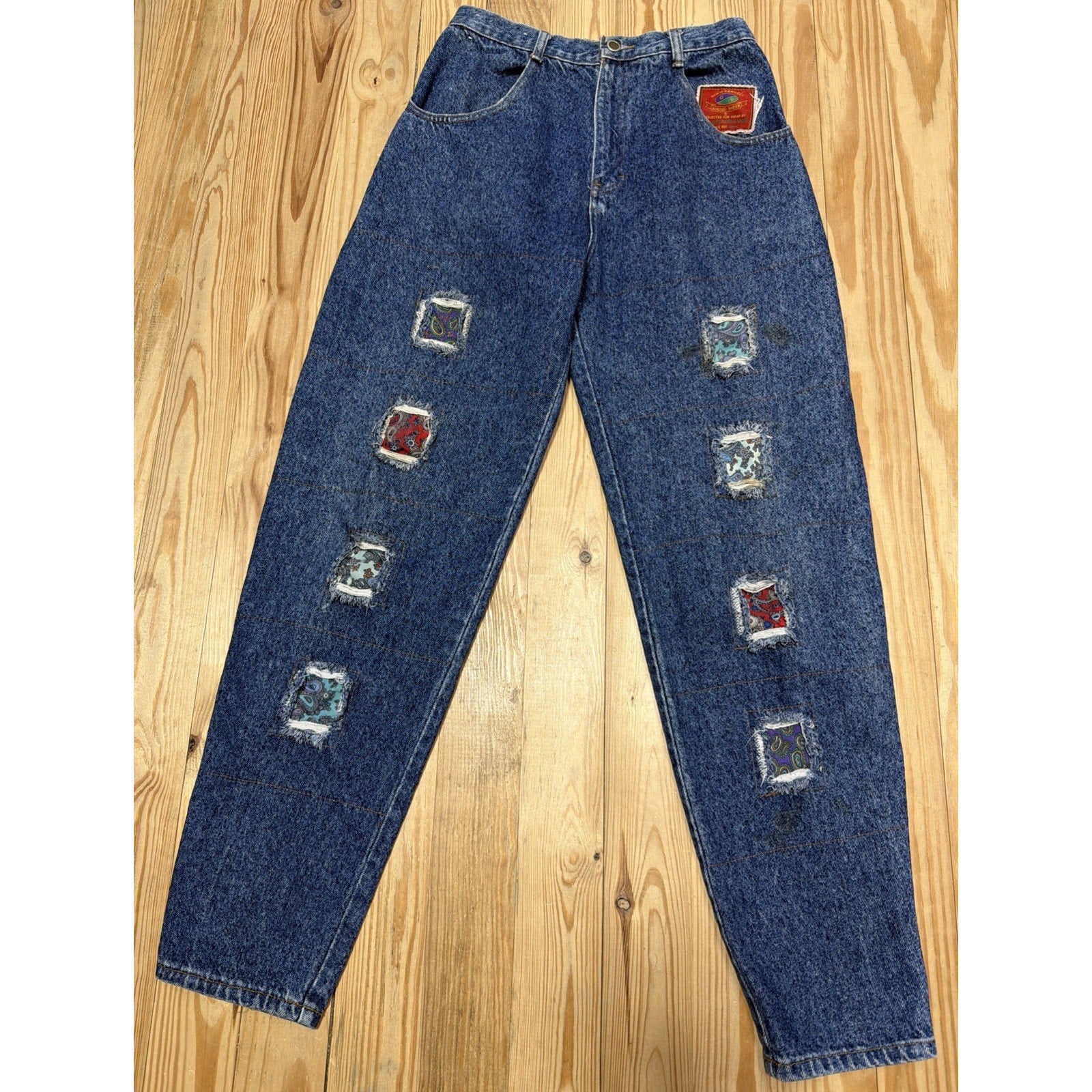 Vintage Gino Venucci Patchwork Bandanna Distressed Jeans Size 31 Rare!!