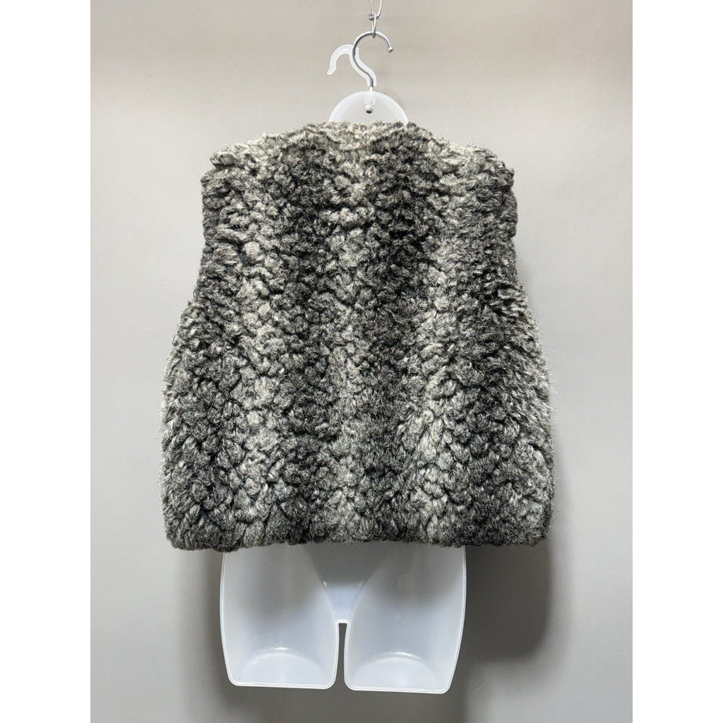 Steve Madden Faux Fur Vest Women Gray Shaggy Boho Sleeveless Jacket Cozy Medium