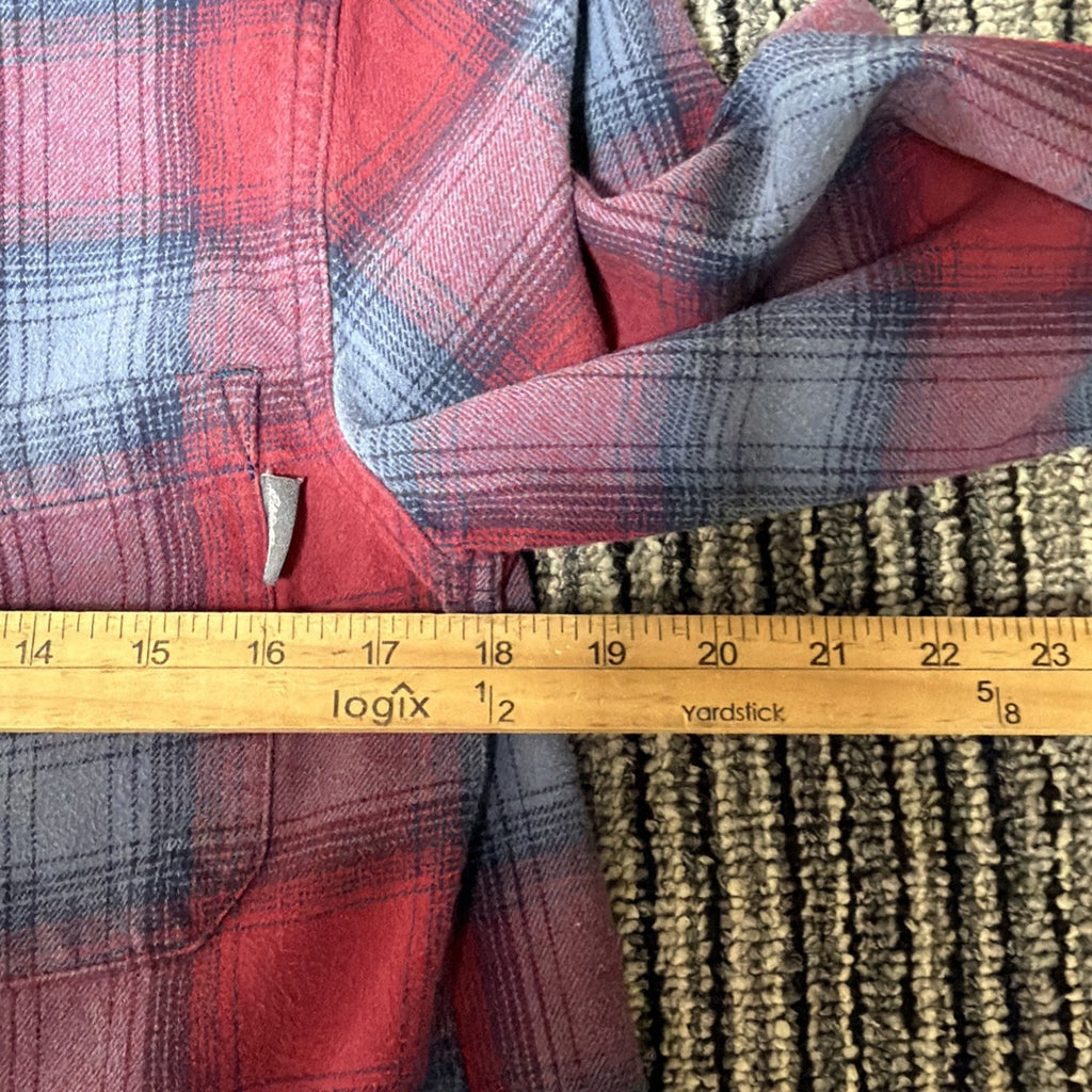 Eddie Bauer Shirt Blue Red Plaid Flannel Mens Size Small Outdoor Casual