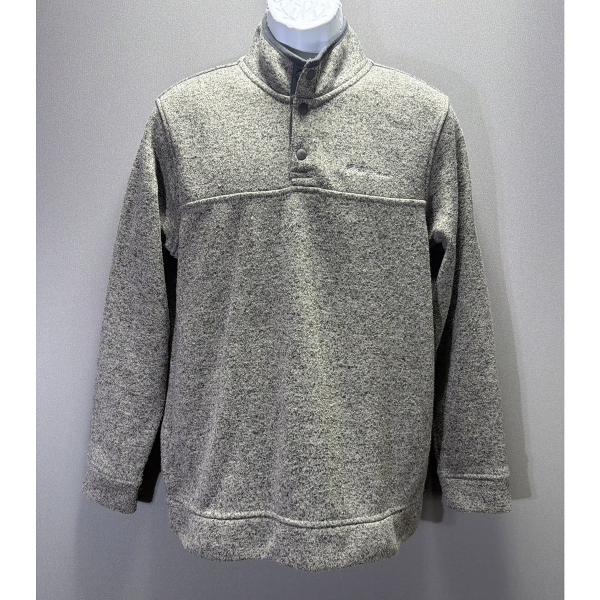 Eddie Bauer Radiator 1/4 Snap Mens Large Biege Fleece Snap Pullover Mock Neck