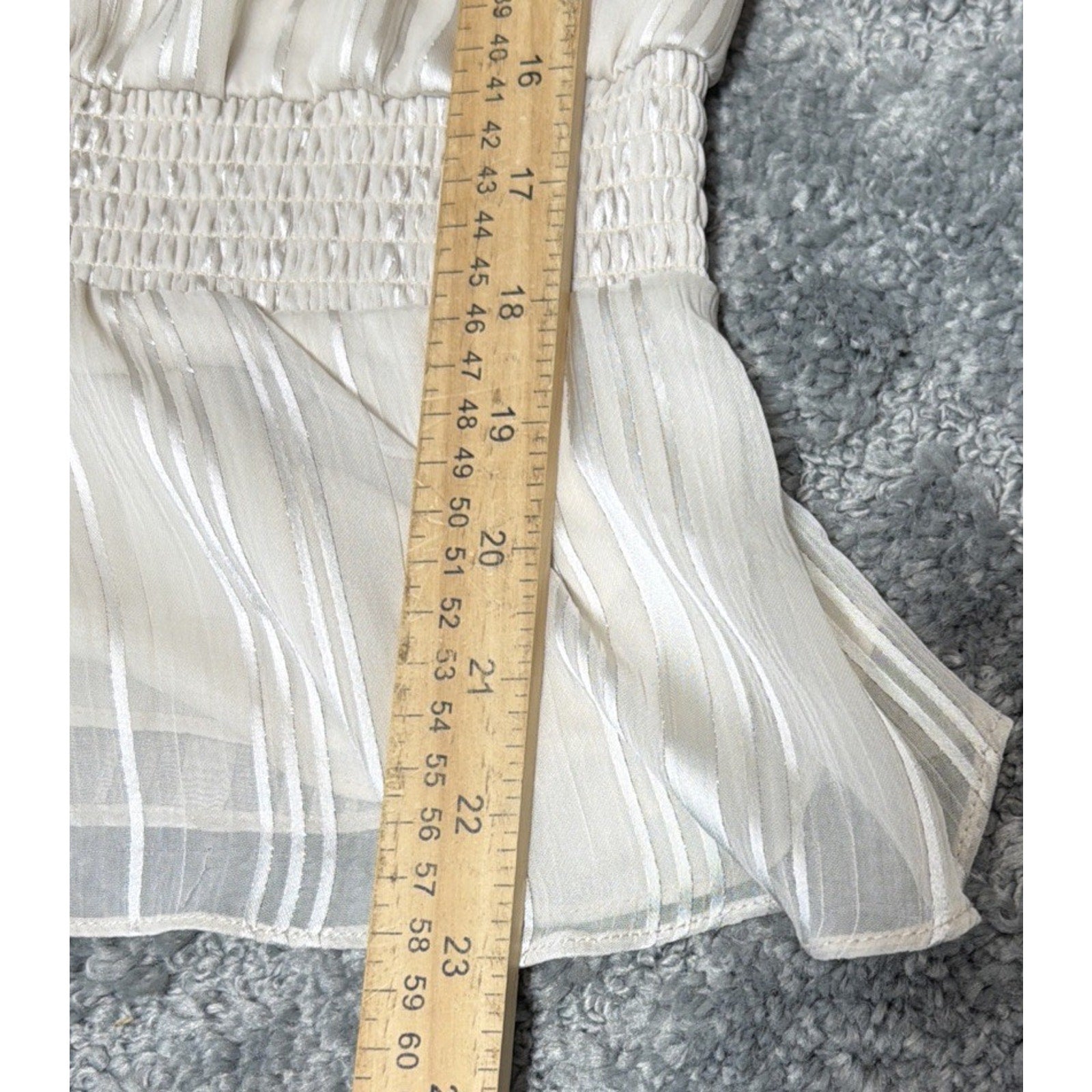 Express Women’s Smock Waist Blouse Size L Lined Beige Career Lagenlook Whimsy