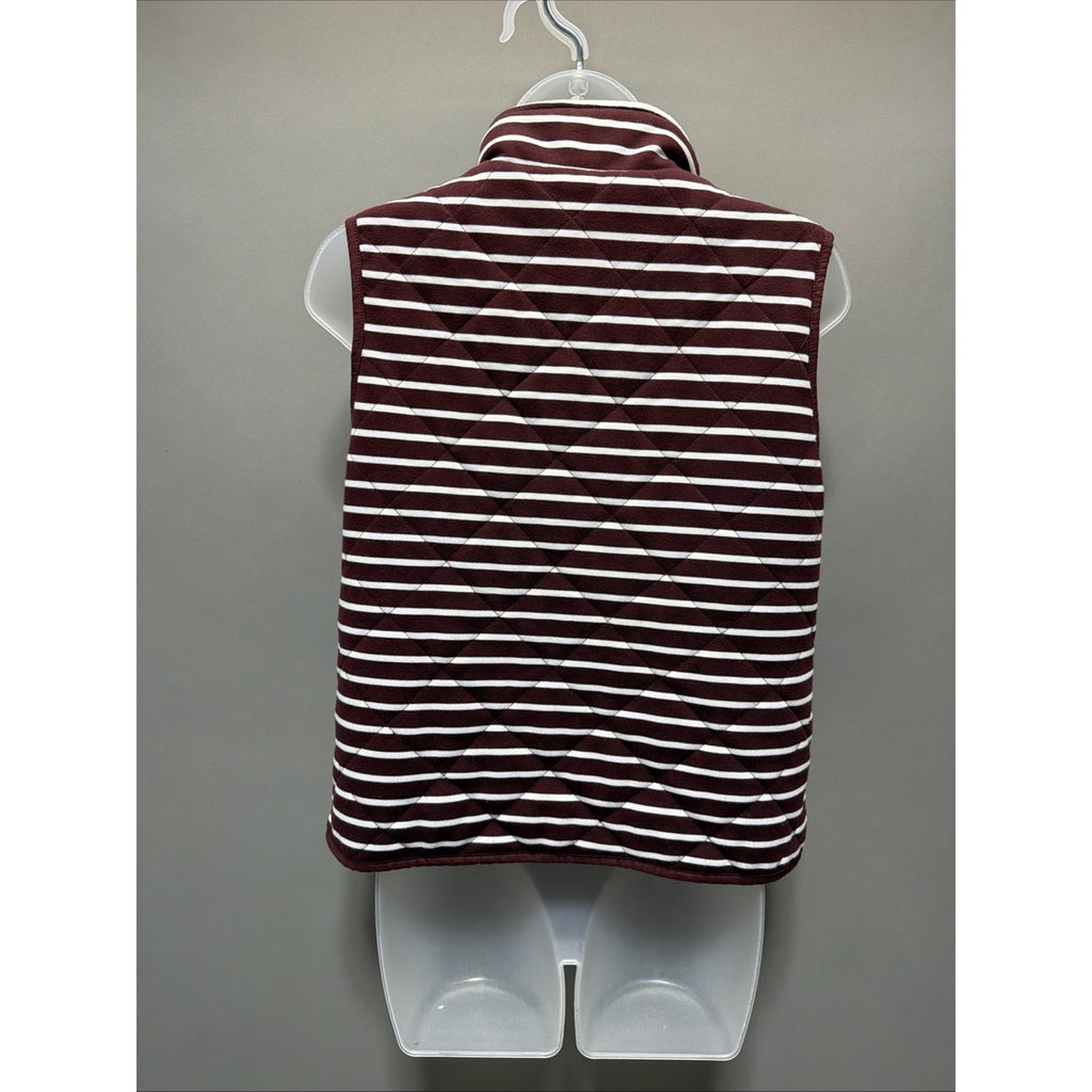 Honey Punch Quilted Linen Blend Red White Stripe Zip Front Lined Vest Medium