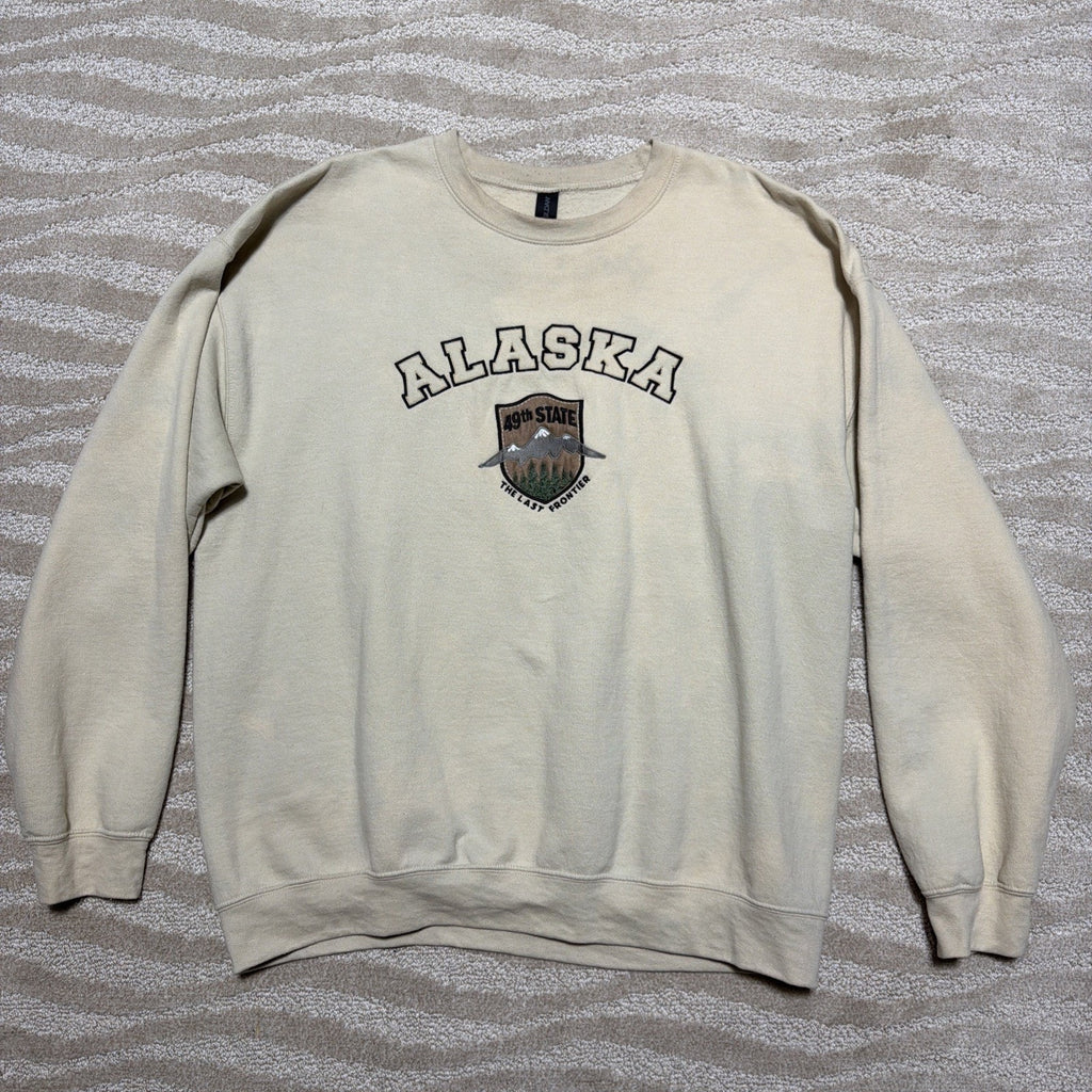 Alaska Last Frontier Embroidered Graphic Crewneck Soft Fleece Sweatshirt Men XL