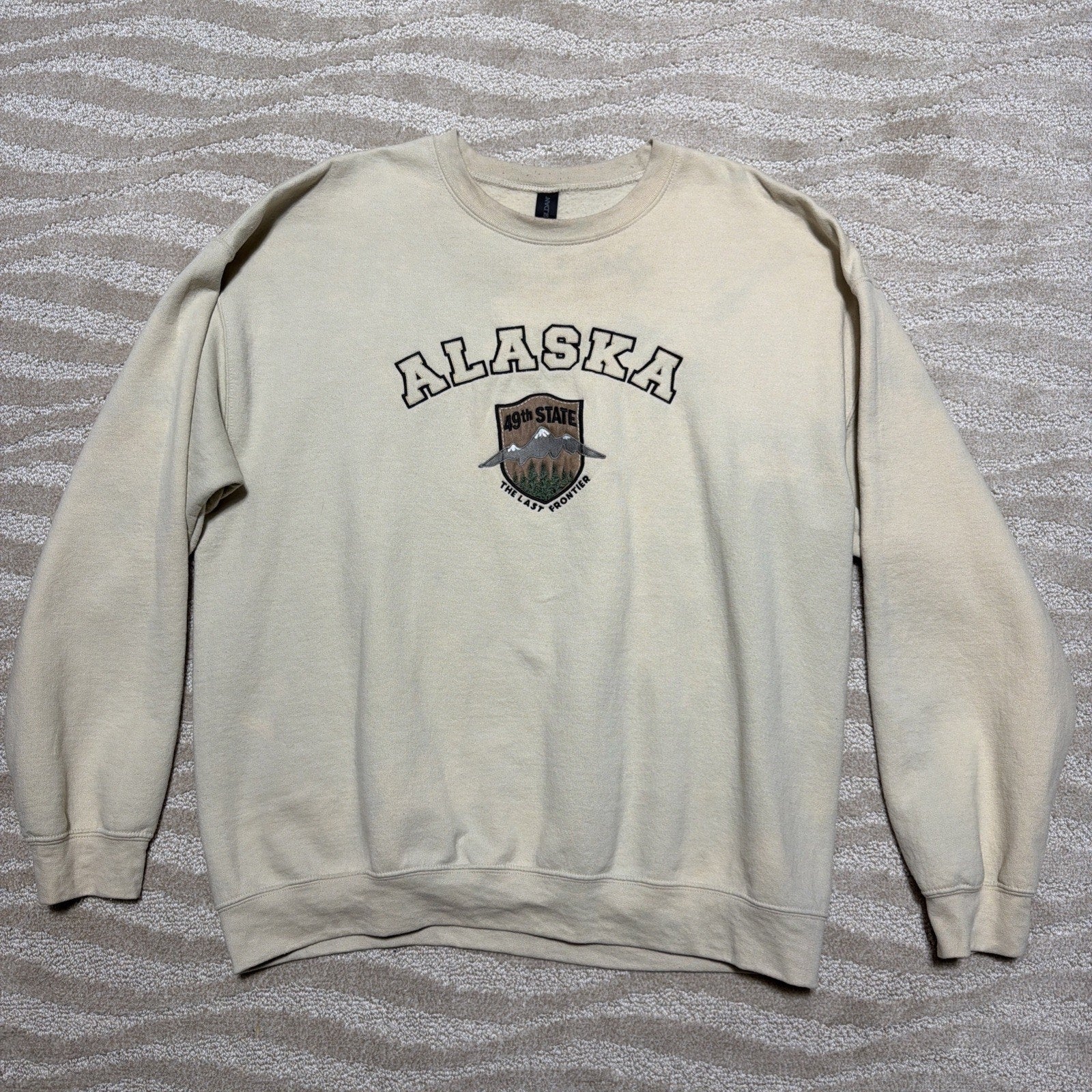 Alaska Last Frontier Embroidered Graphic Crewneck Soft Fleece Sweatshirt Men XL