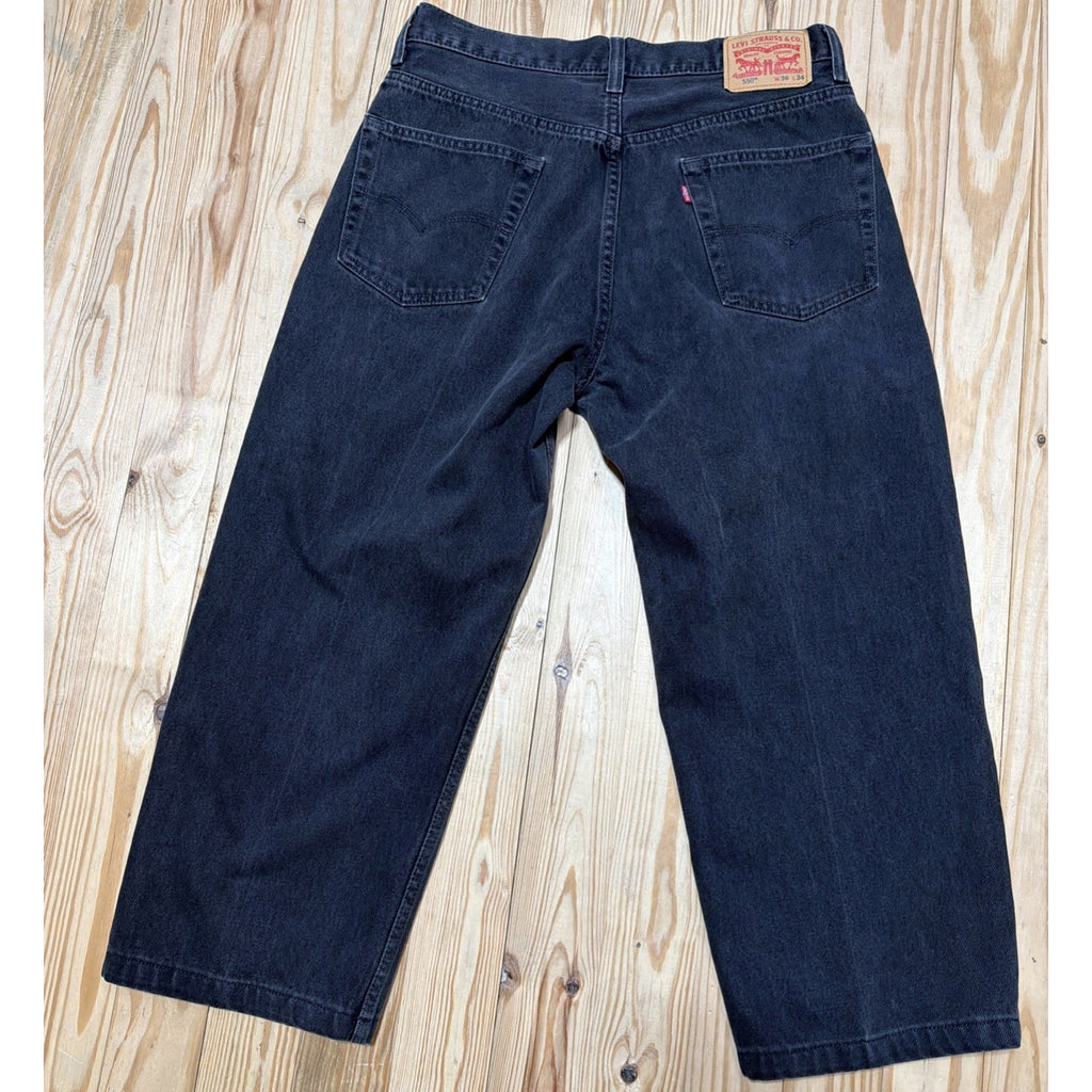 Levis 550 Relaxed Fit Red Tab 35x25 Jeans Denim Dark Hemmed